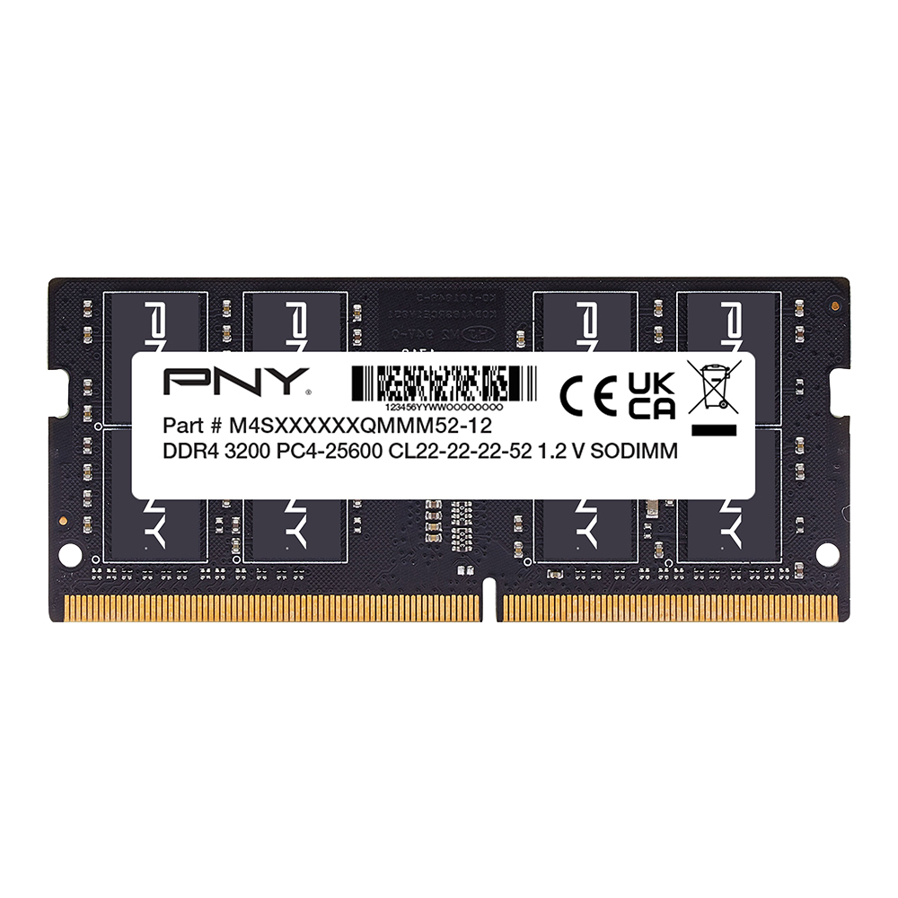 Modulo RAM PNY DDR4 SODIMM con specifiche.