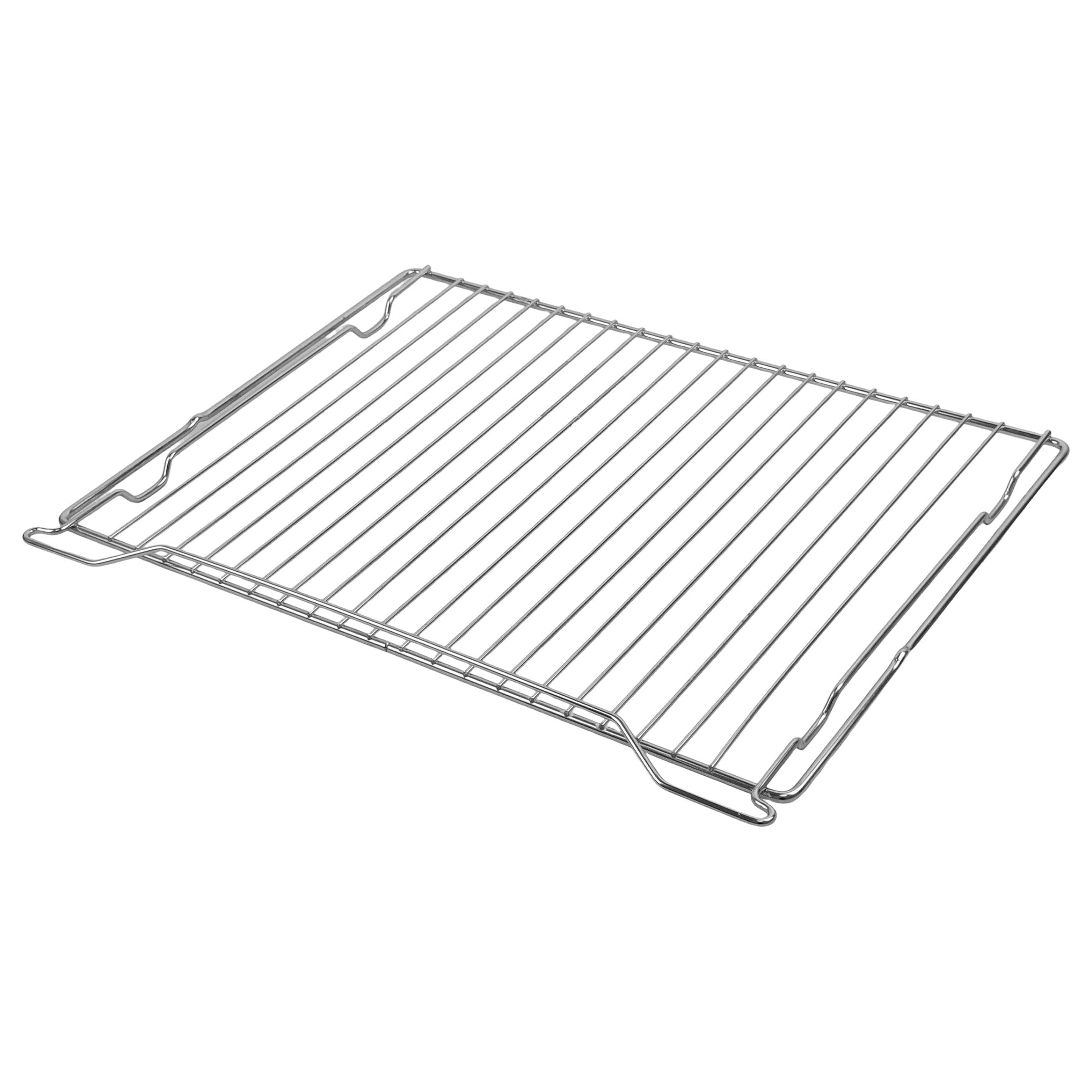 Ein glänzendes Metallgitter mit parallelen Stäben auf weißem Hintergrund.