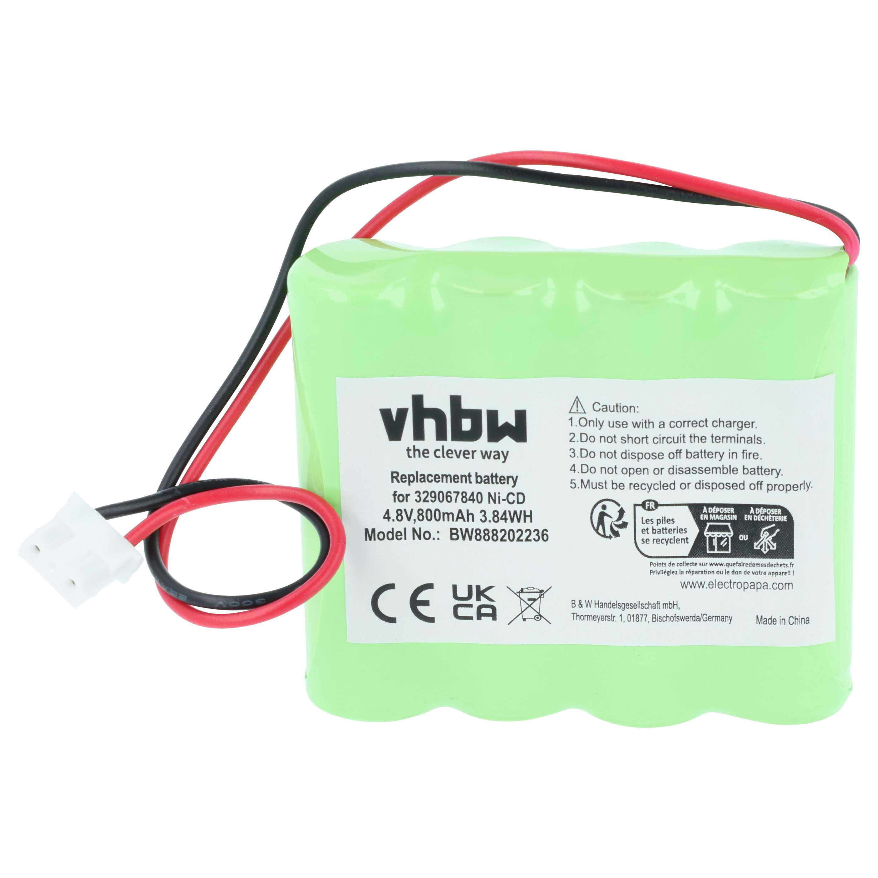 Grüne Ni-CD-Ersatzbatterie mit Kabeln und Stecker, 4,8V.