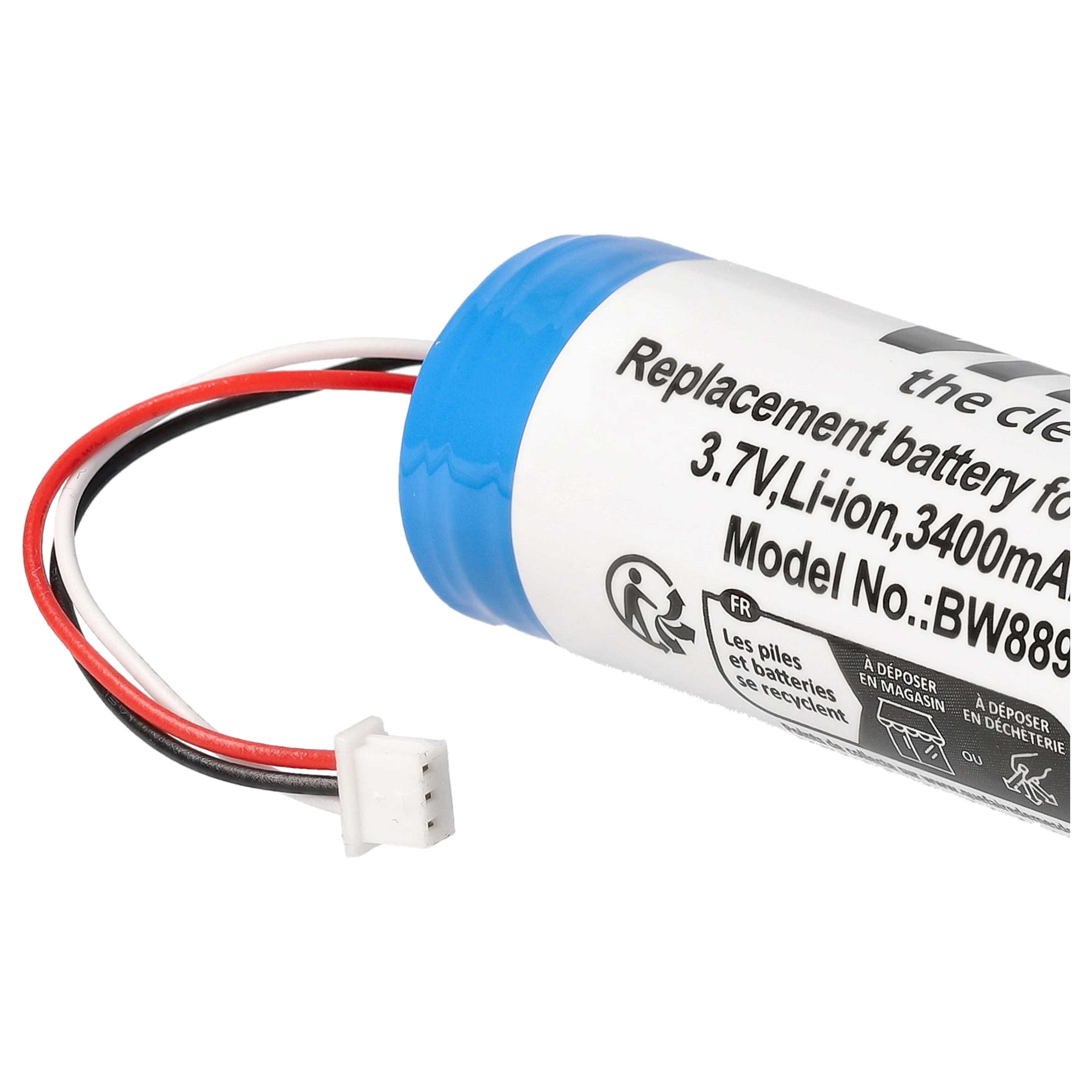 Ersatzakku 3,7V Li-Ion, 3400mA, Modell BW889 mit Kabeln.