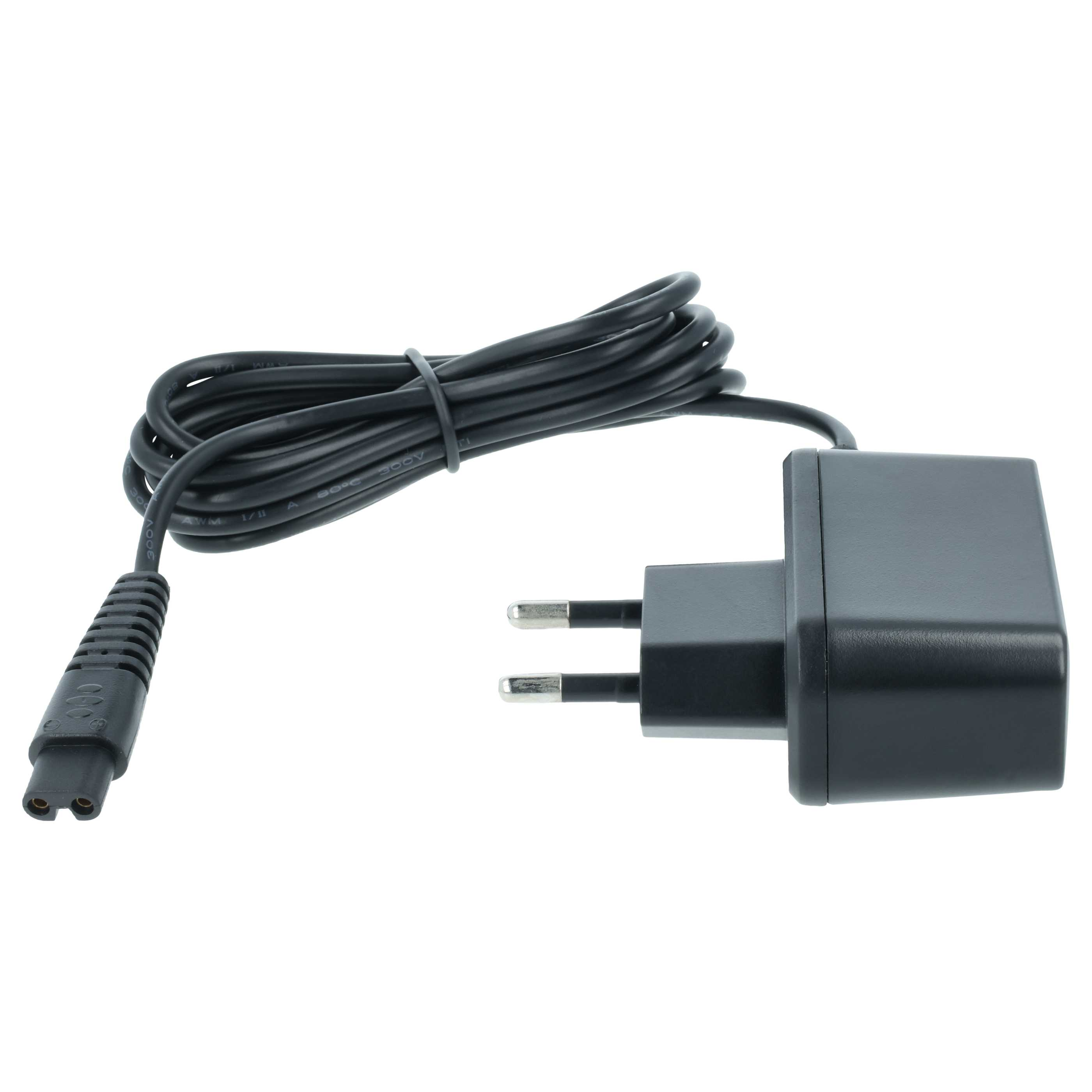 Schwarzes Netzteil mit Kabel und Stecker.