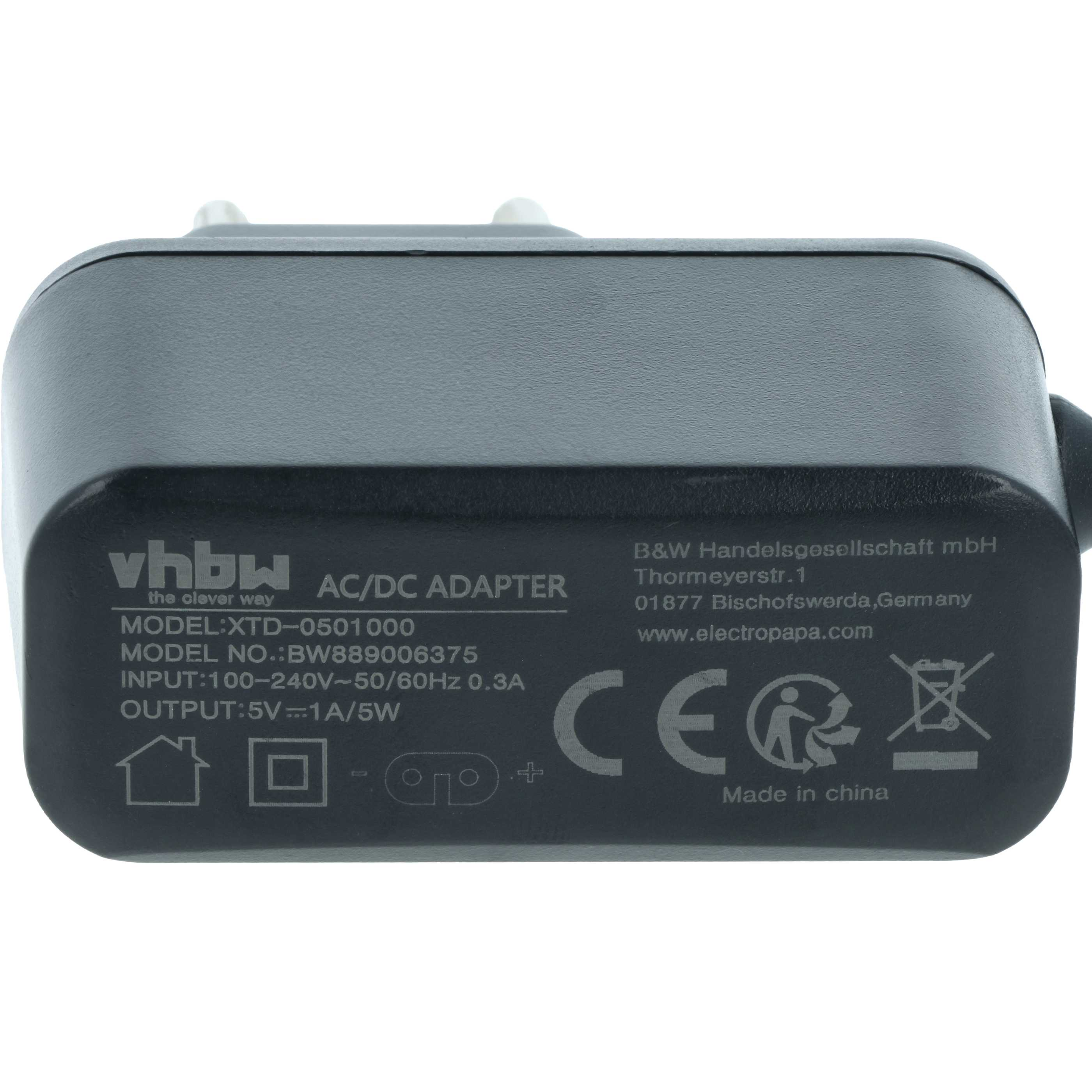 Schwarzer VHBW AC/DC Netzteil mit Modell XTD-0501000.