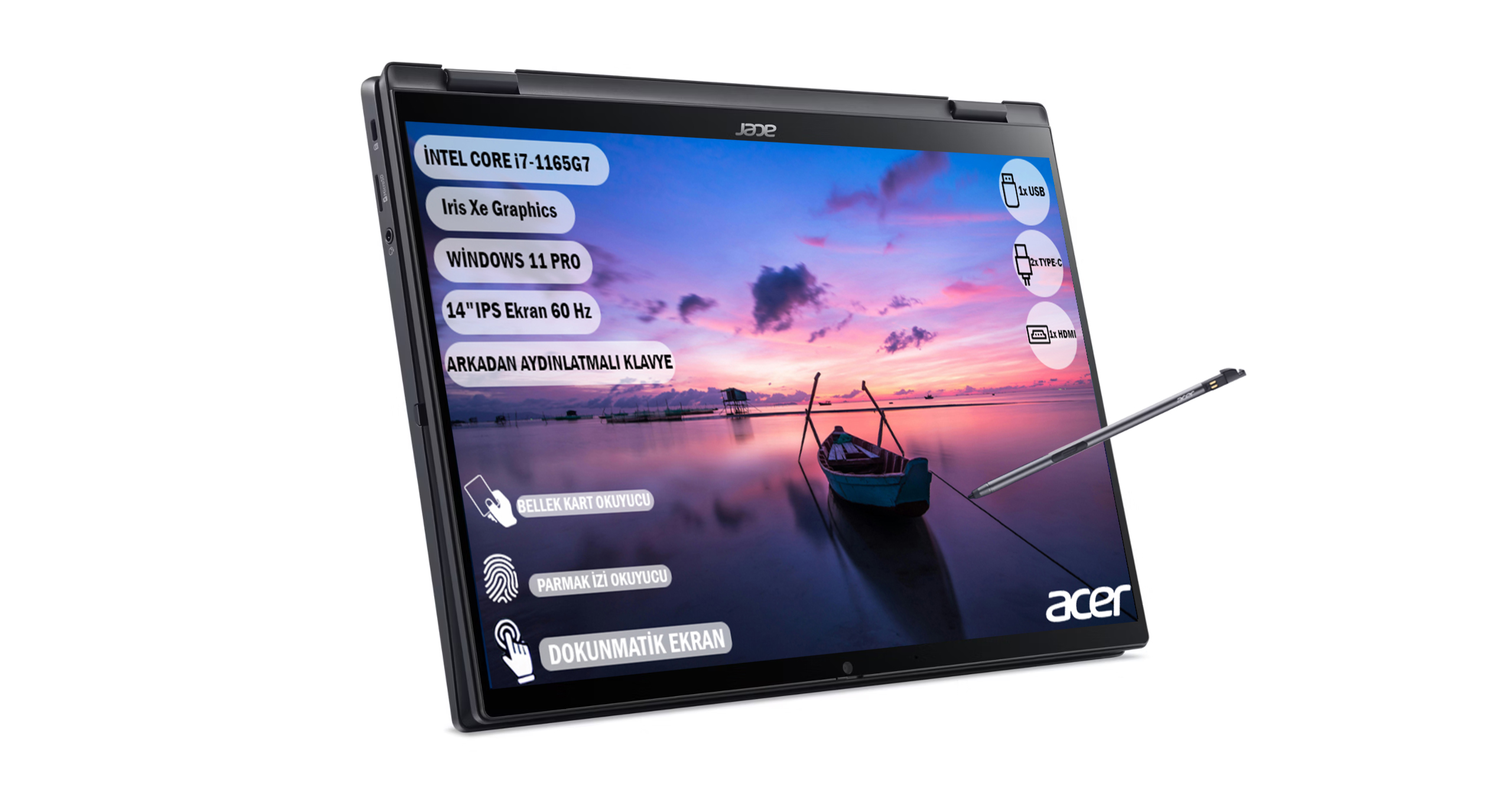 ACER NX.VTPEY.003 Travelmate Spin P6 Dokunmatik Ekran 2'si 1 Arada