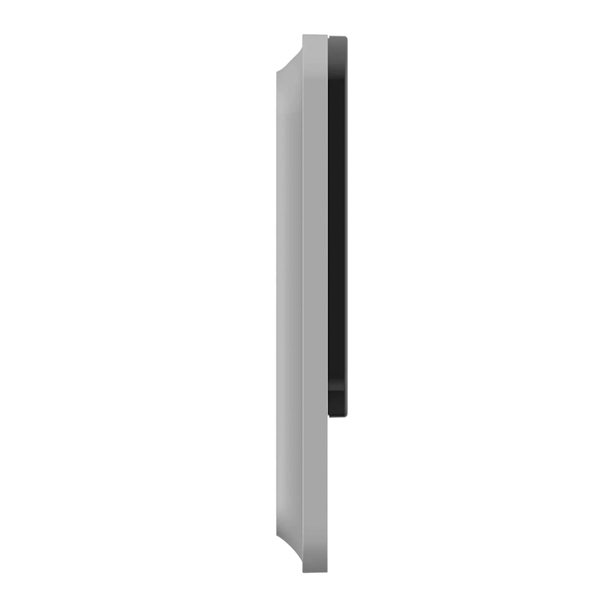 Una forma rectangular gris con borde negro, vista de lado.
