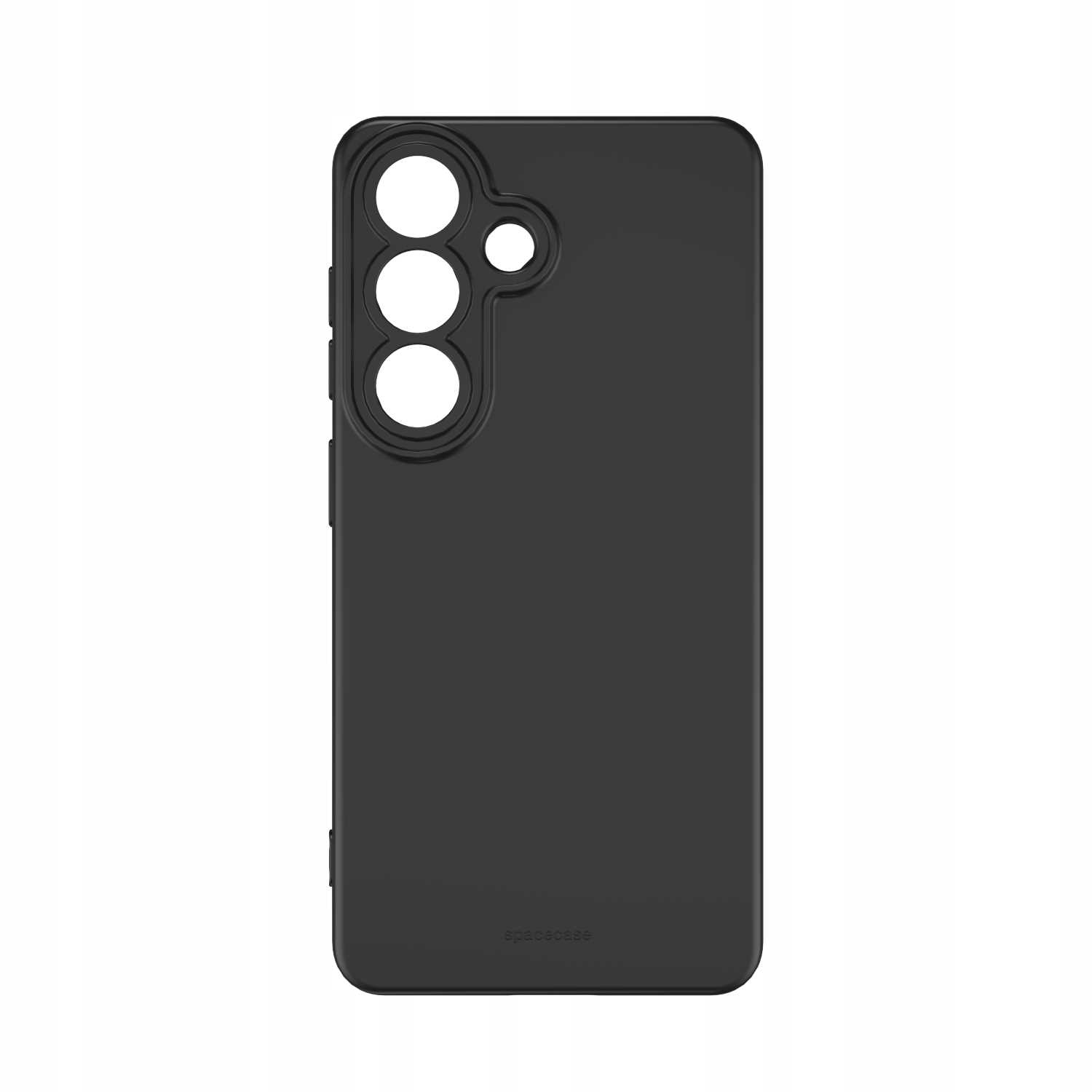 Czarne etui na telefon z trzema okrągłymi otworami na obiektywy i małym, czwartym kółkiem.
