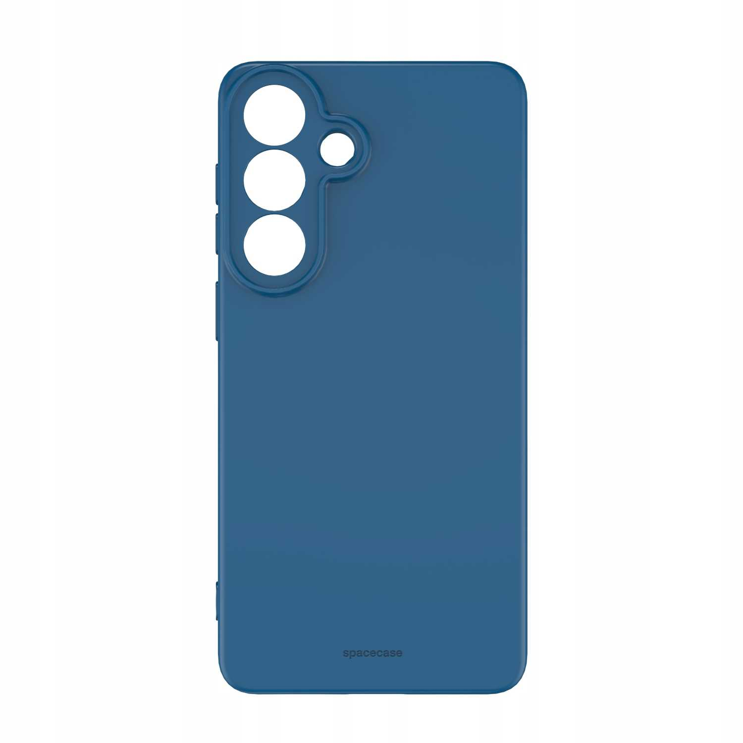 Niebieskie etui na telefon z wycięciami na obiektywy.