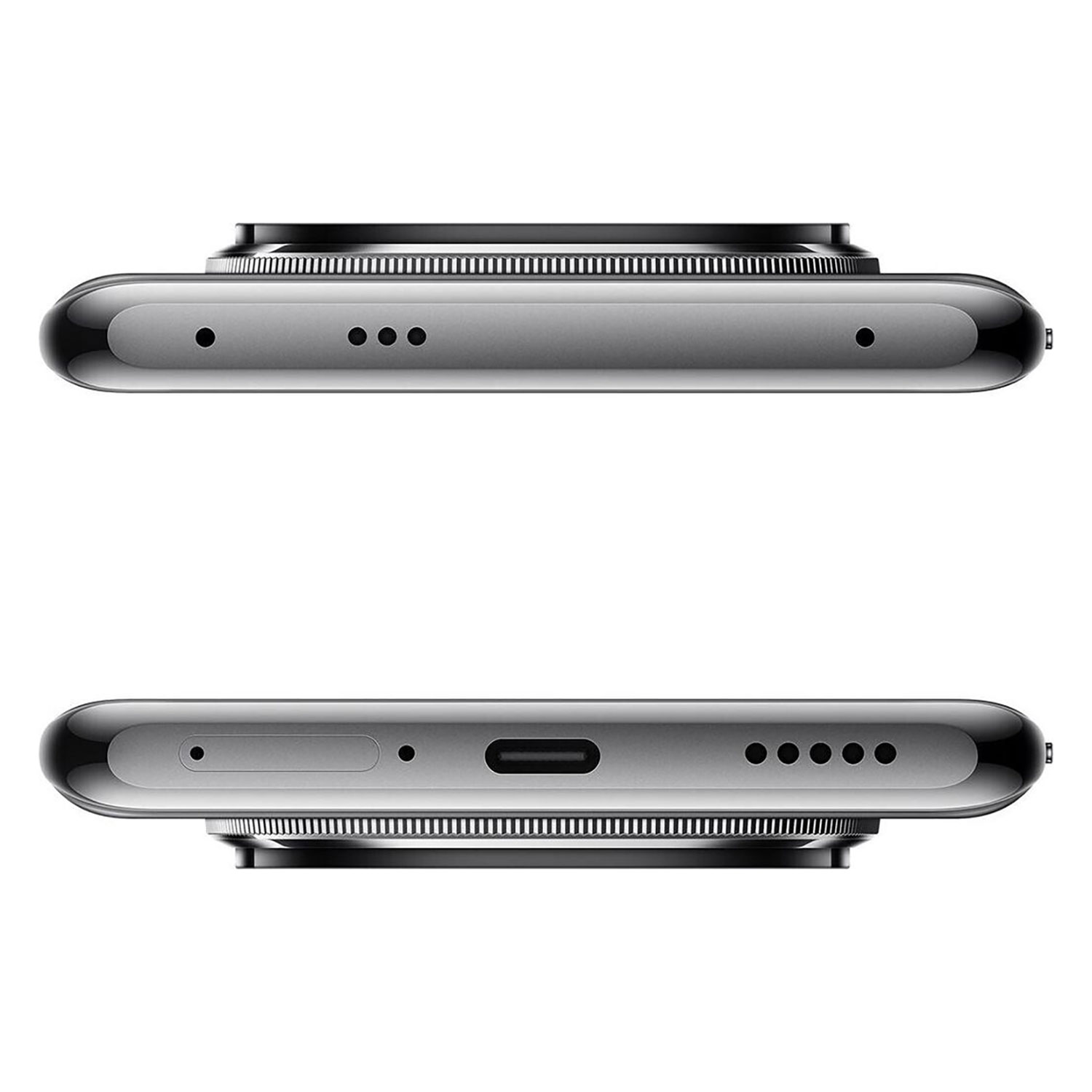 Zbliżenie szarego smartfona pokazujące port ładowania i grill głośnika.