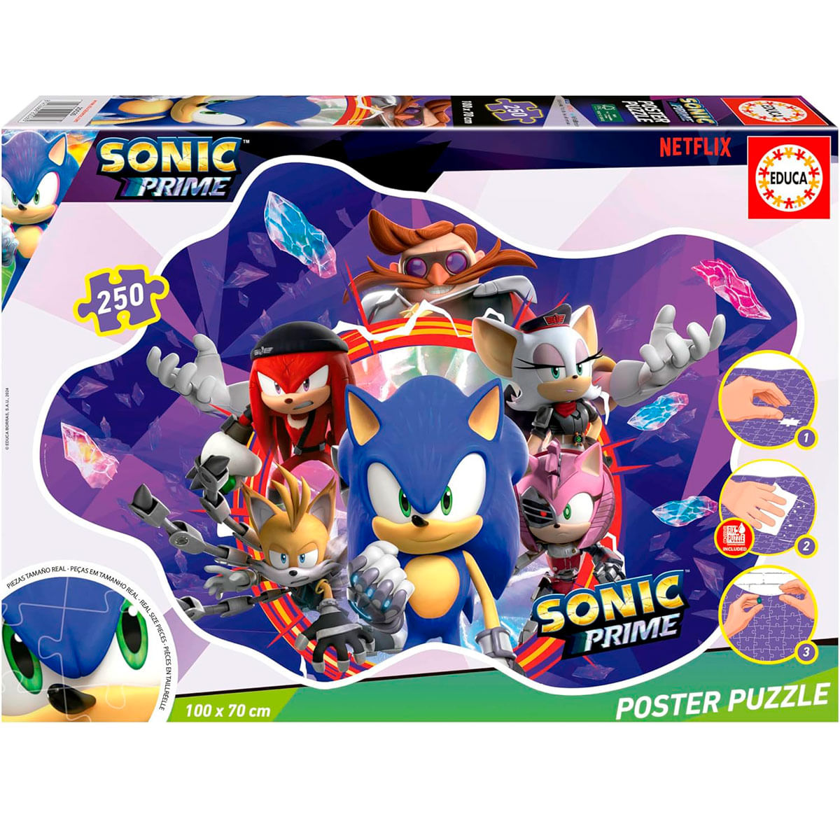 Sonic und Freunde auf einer Puzzle-Box mit 250 Teilen.