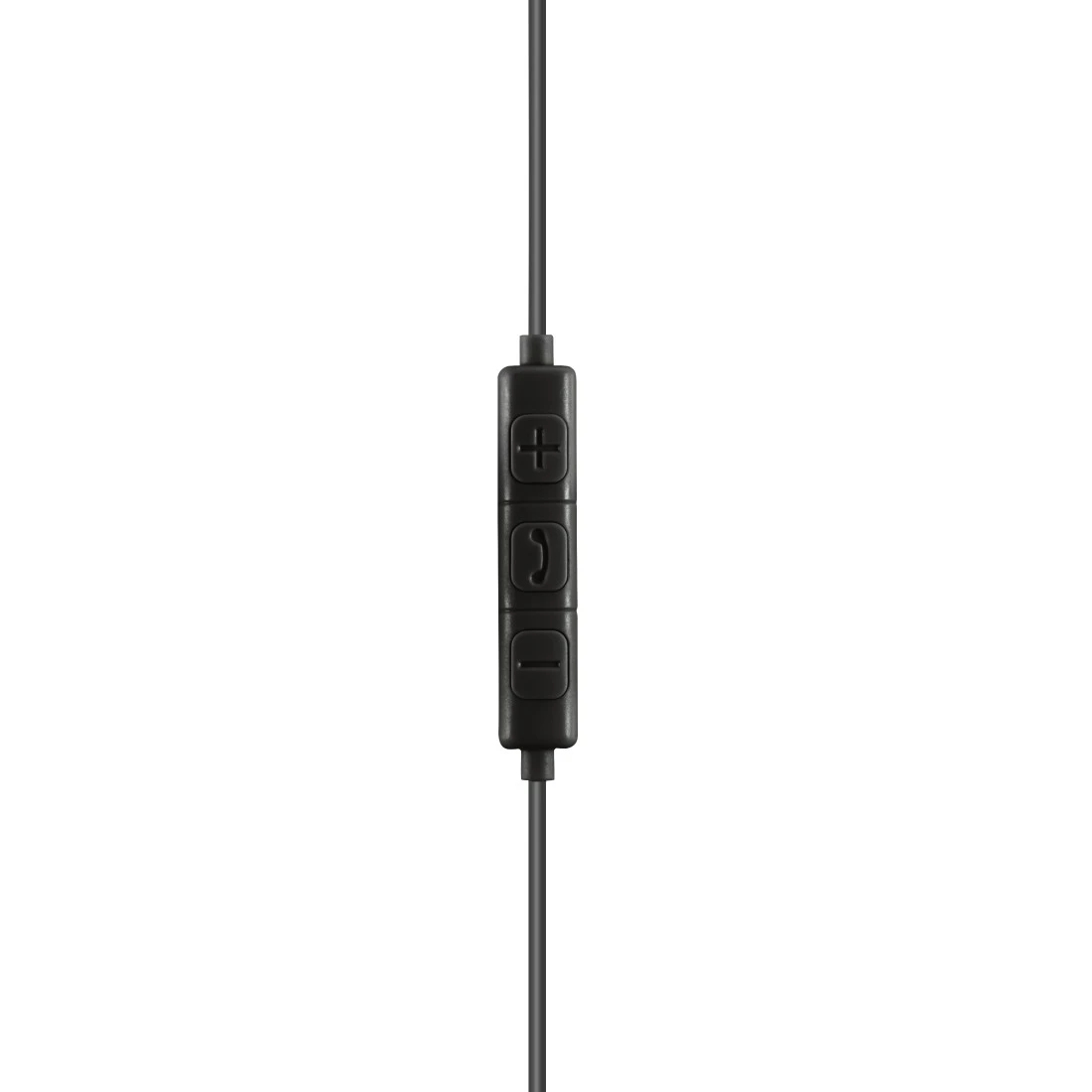 Controller da cavo in linea nero con pulsanti volume e chiamata.