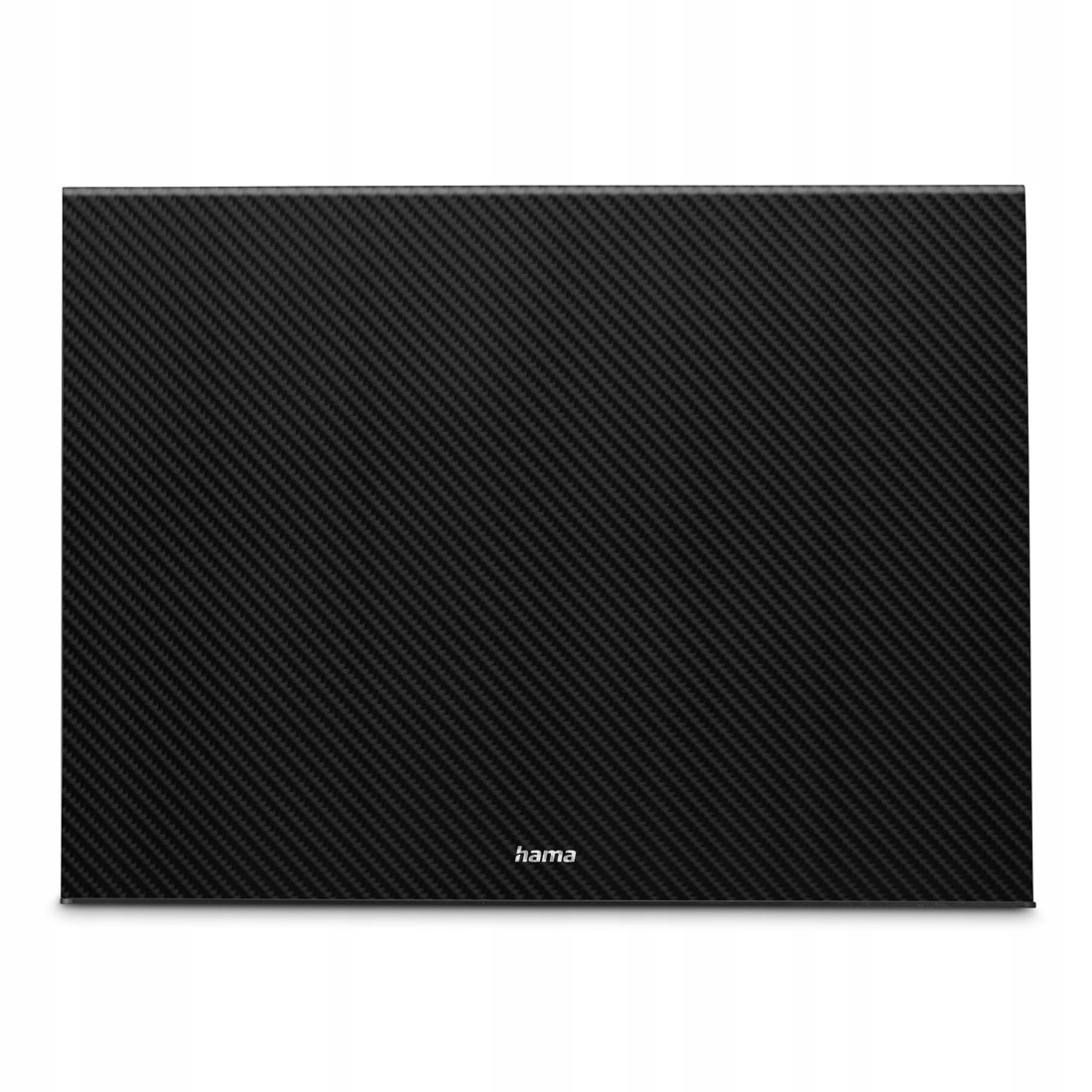 Schwarzes Mauspad mit Carbon-Faser-Muster und Hama-Logo.