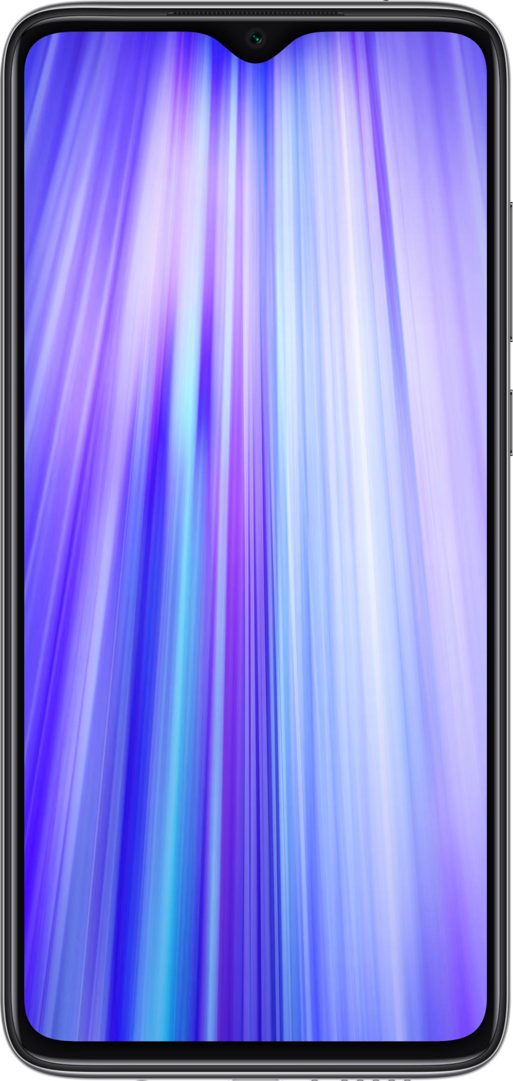 Ein Smartphone mit einem lila und blauen Streifen-Hintergrundbild.