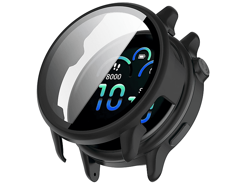 WIGENTO Kunststoff Design Hülle + H9 Hart Glas Watch Schutz Hülle (für Garmin Vivoactive 6)