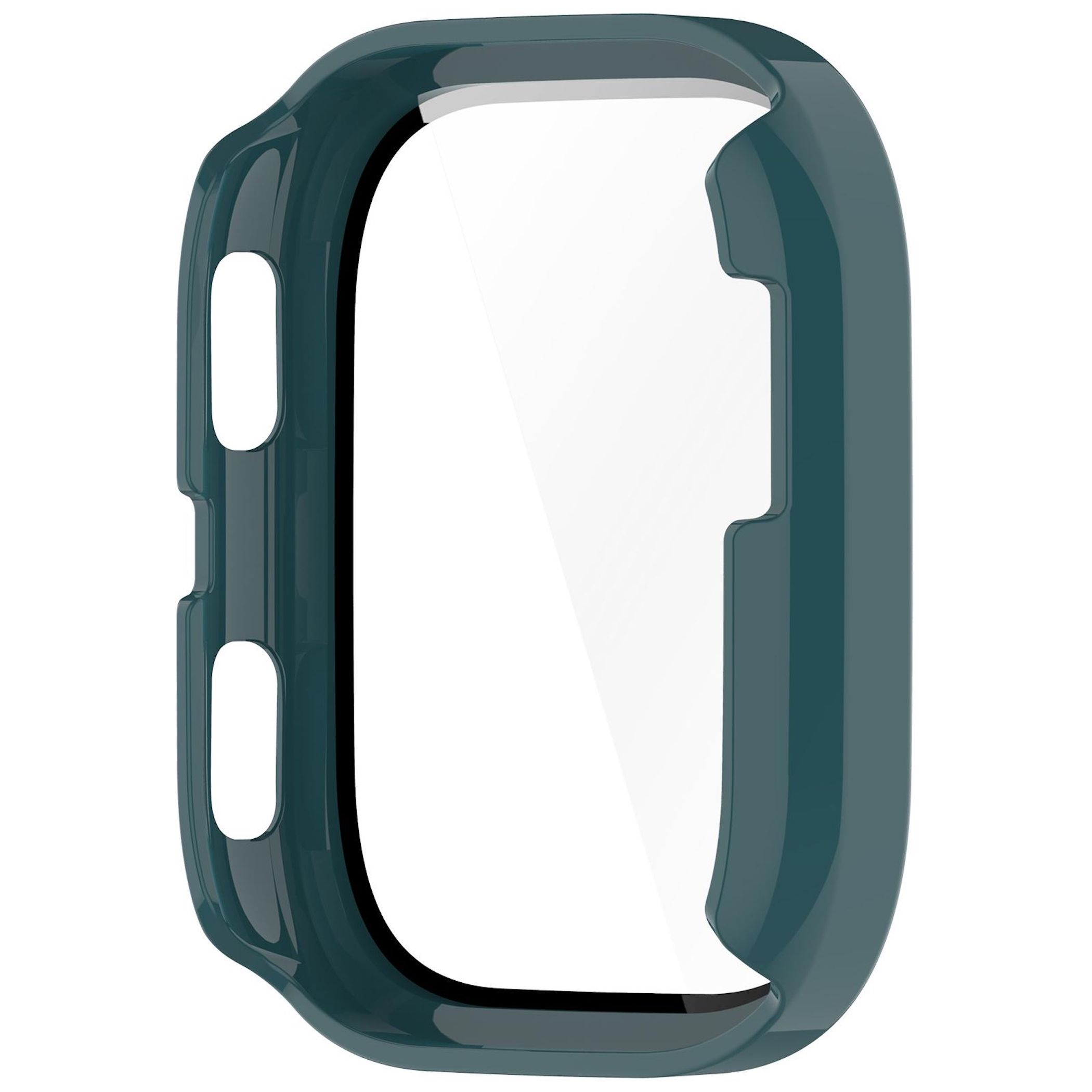 Una custodia protettiva per schermo di smartwatch color verde acqua con ritagli.