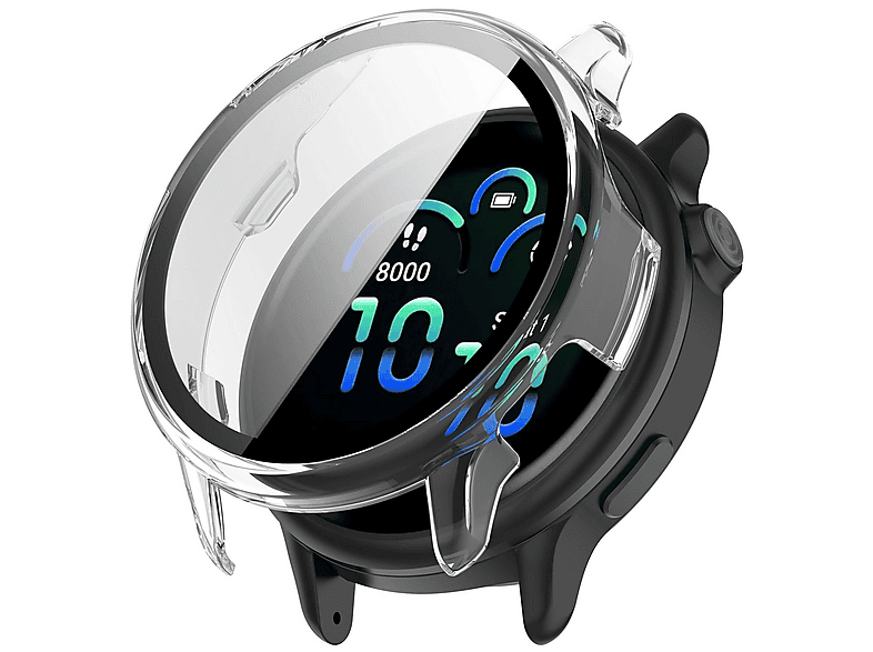 WIGENTO Kunststoff Design Hülle + H9 Hart Glas Watch Schutz Hülle (für Garmin Vivoactive 6)