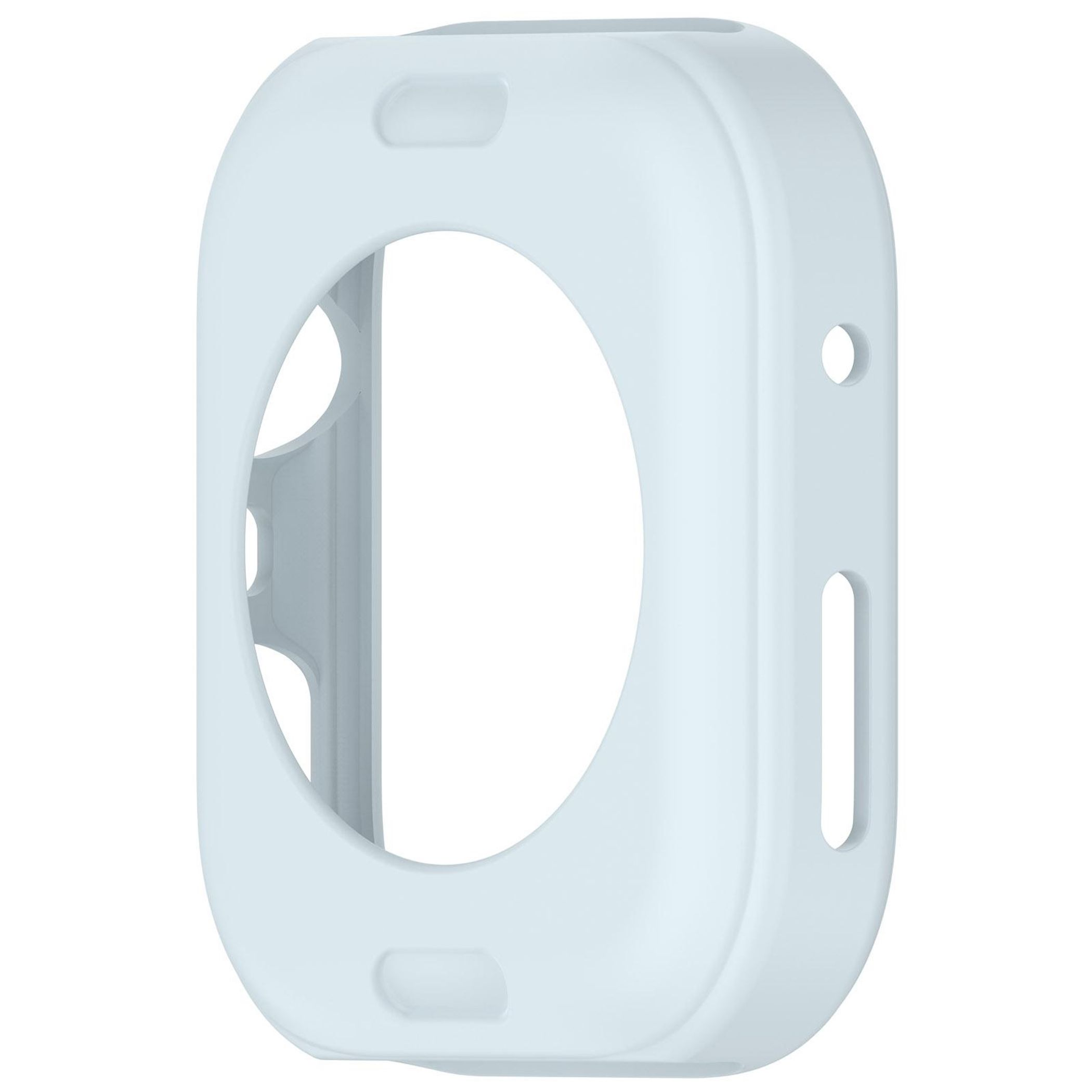 Custodia in silicone azzurro per un dispositivo rettangolare.