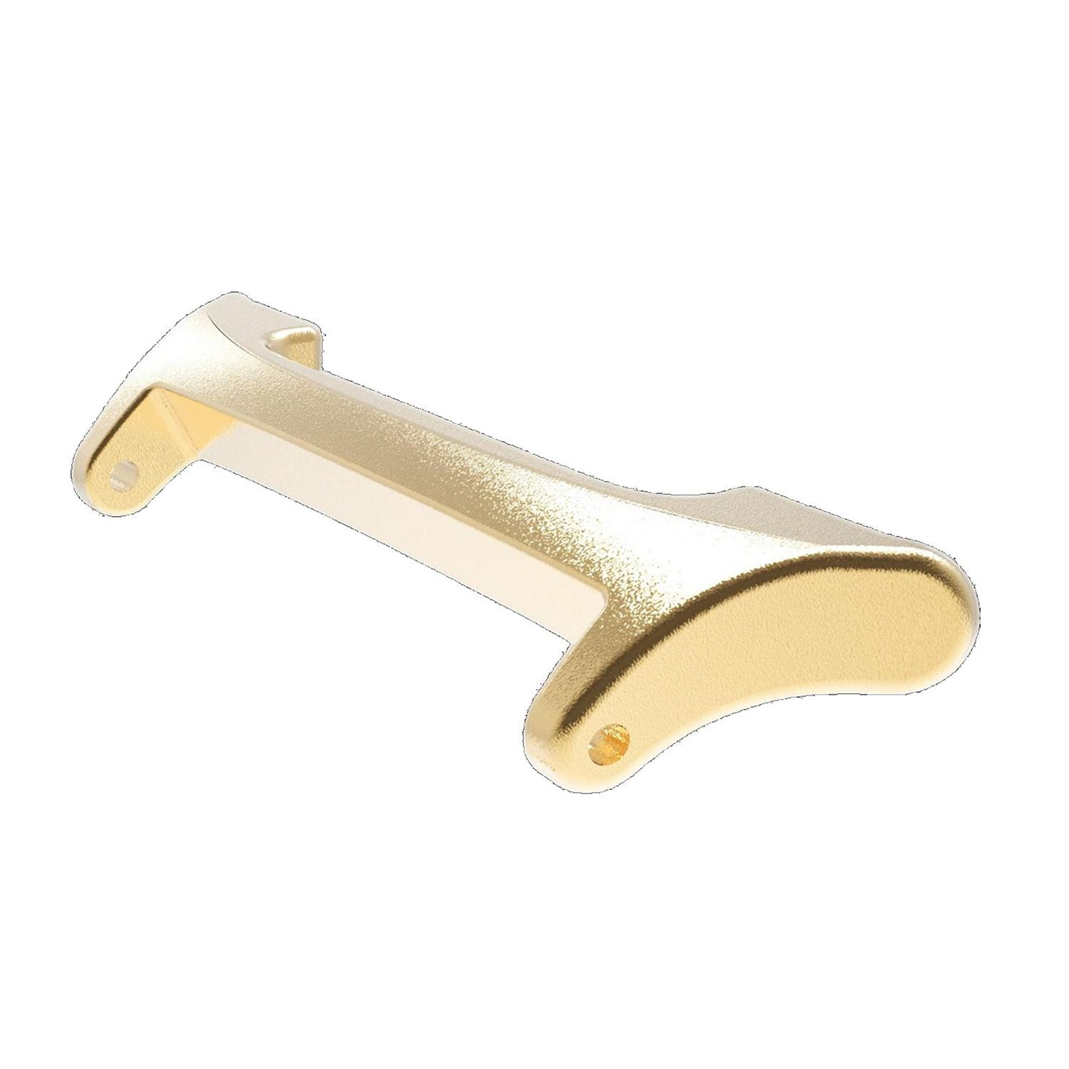 Goldener Griff mit zwei Befestigungslöchern, auf weißem Hintergrund.