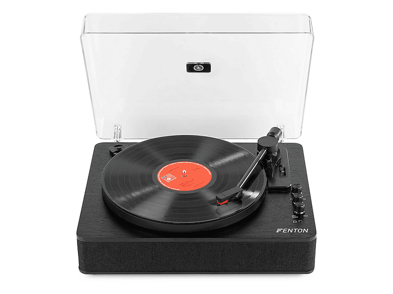 Fenton RP162B Giradischi Bluetooth Con Altoparlanti – Pitch Control, Lettore MP3 USB, Uscita RCA E Coperchio Antipolvere (Nero)