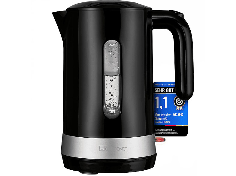 CLATRONIC WK 3840 Wasserkocher, Schwarz