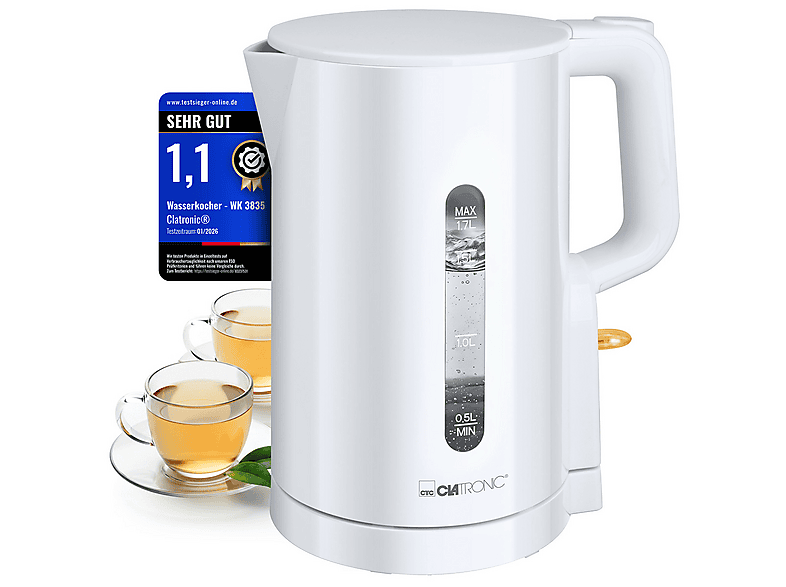 CLATRONIC WK 3835 Wasserkocher, Weiß