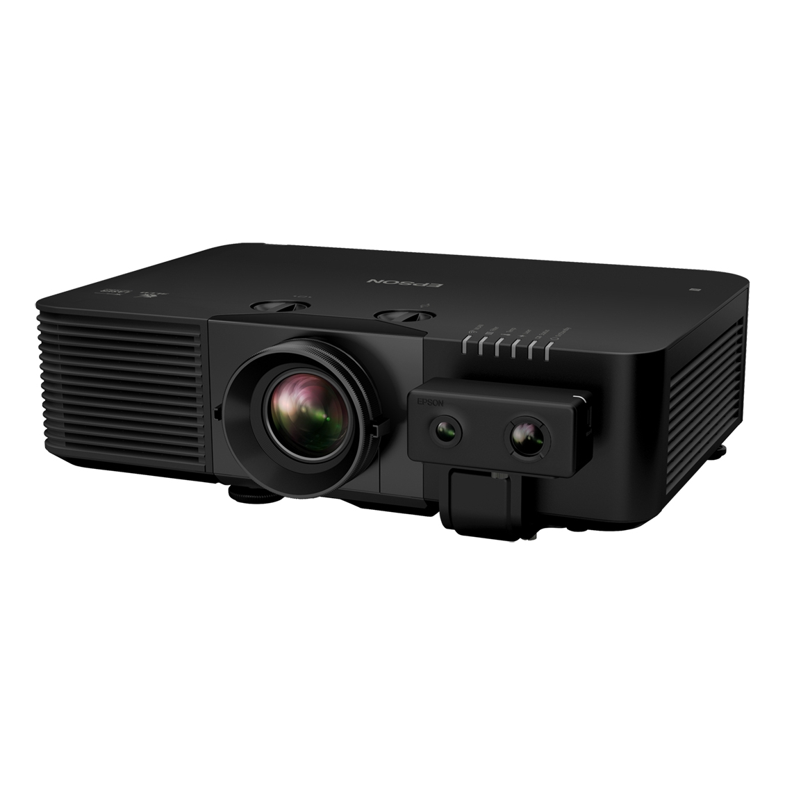 A black Epson projector with a lens and two cameras.
