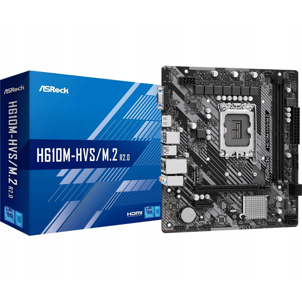 Płyta główna ASRock H610M-HVS/M.2 R2.0 i pudełko.