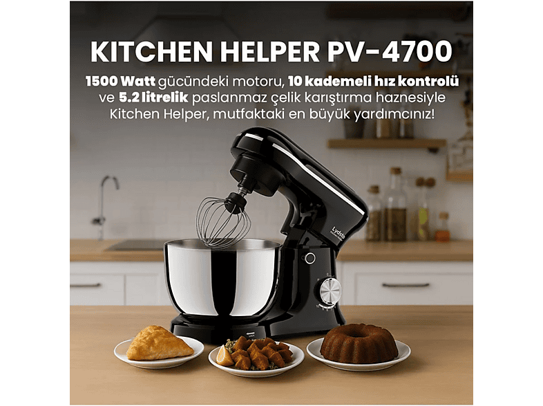 LYDSTO Kitchen Helper PV-4700 10 Kademe Hız Ayarı 2200 W Stand