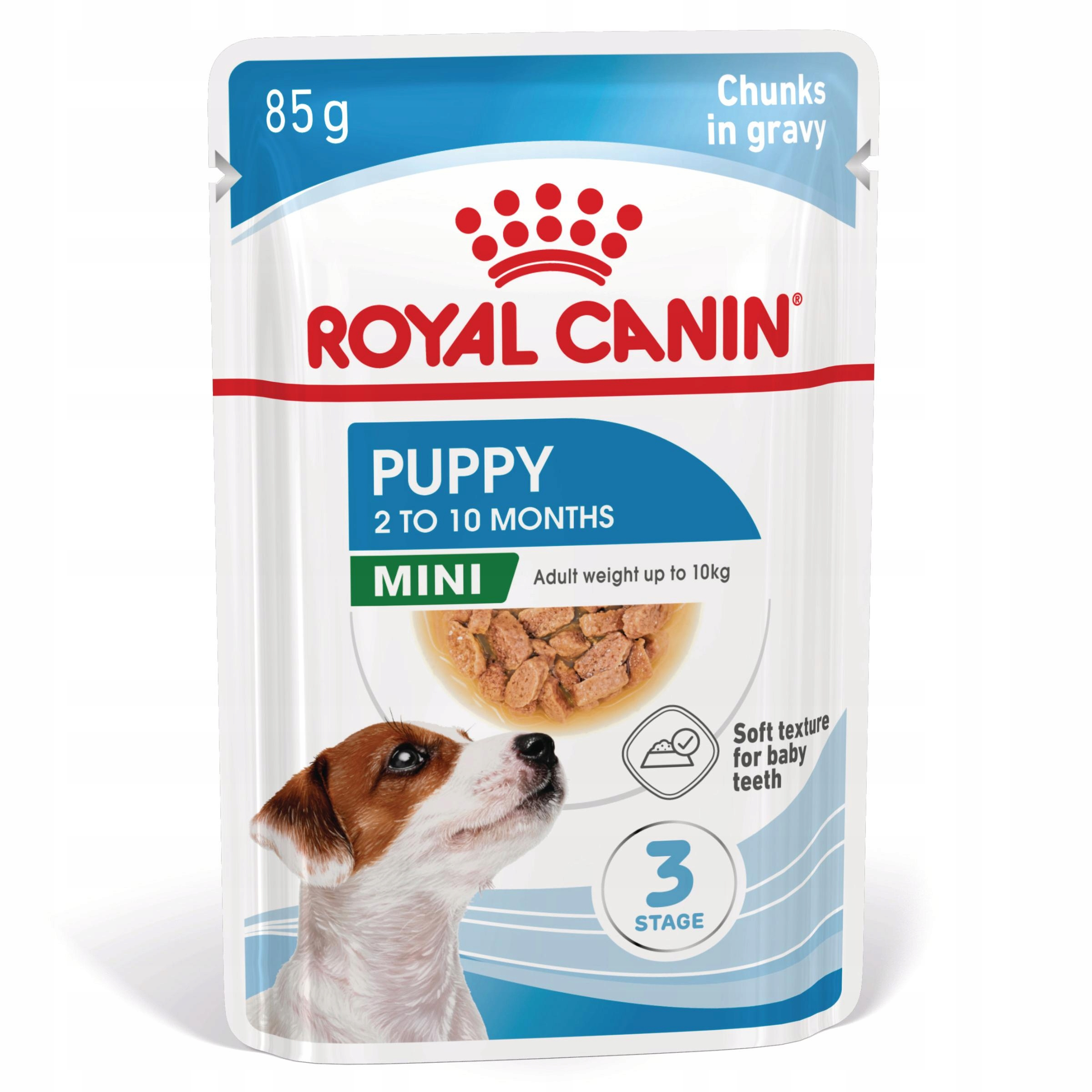 Karma Royal Canin dla szczeniąt 85g: kawałki w sosie, mini, do 10kg.