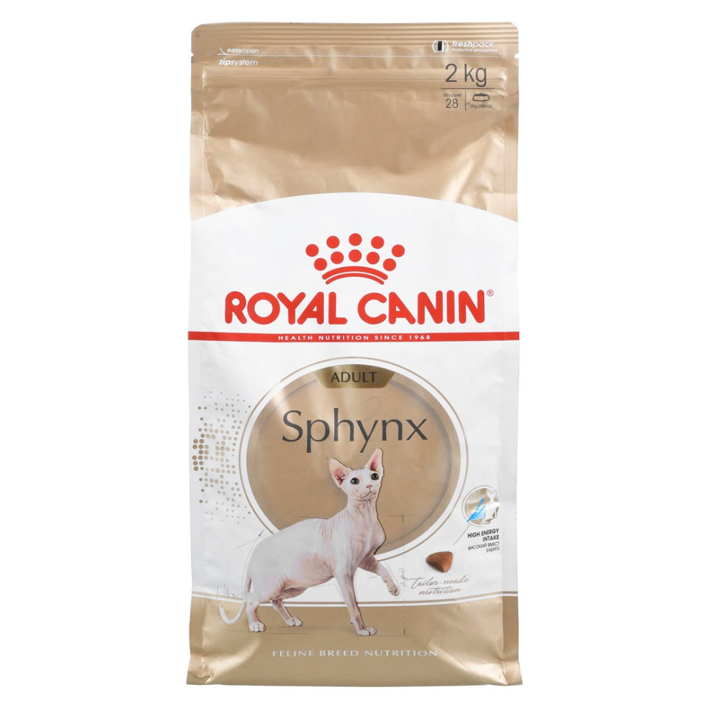 Sucha karma Royal Canin Sphynx, 2 kg. Obraz kota.