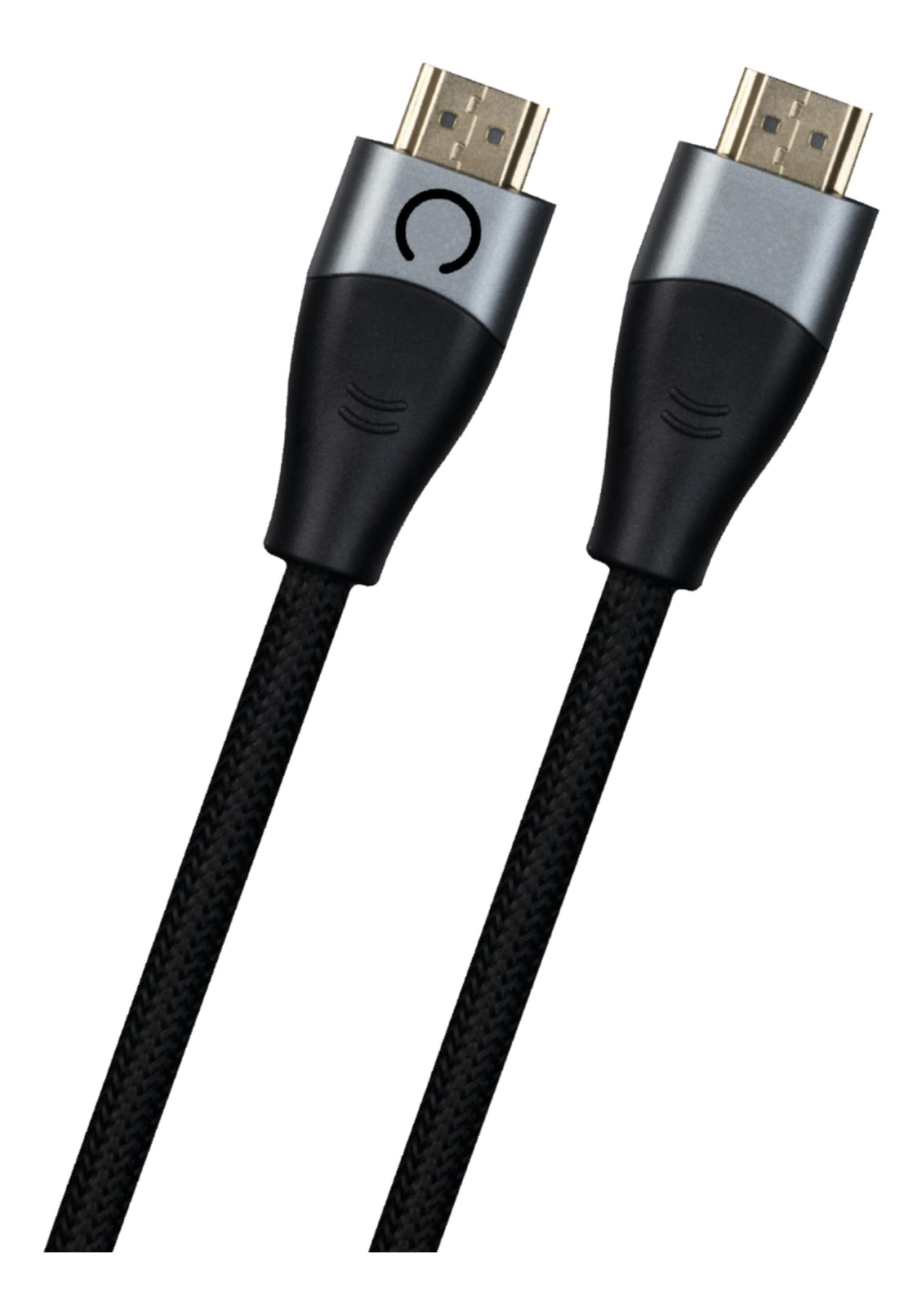 Zwei schwarze HDMI-Kabel mit goldenen Steckern und grau-schwarzen Griffen.