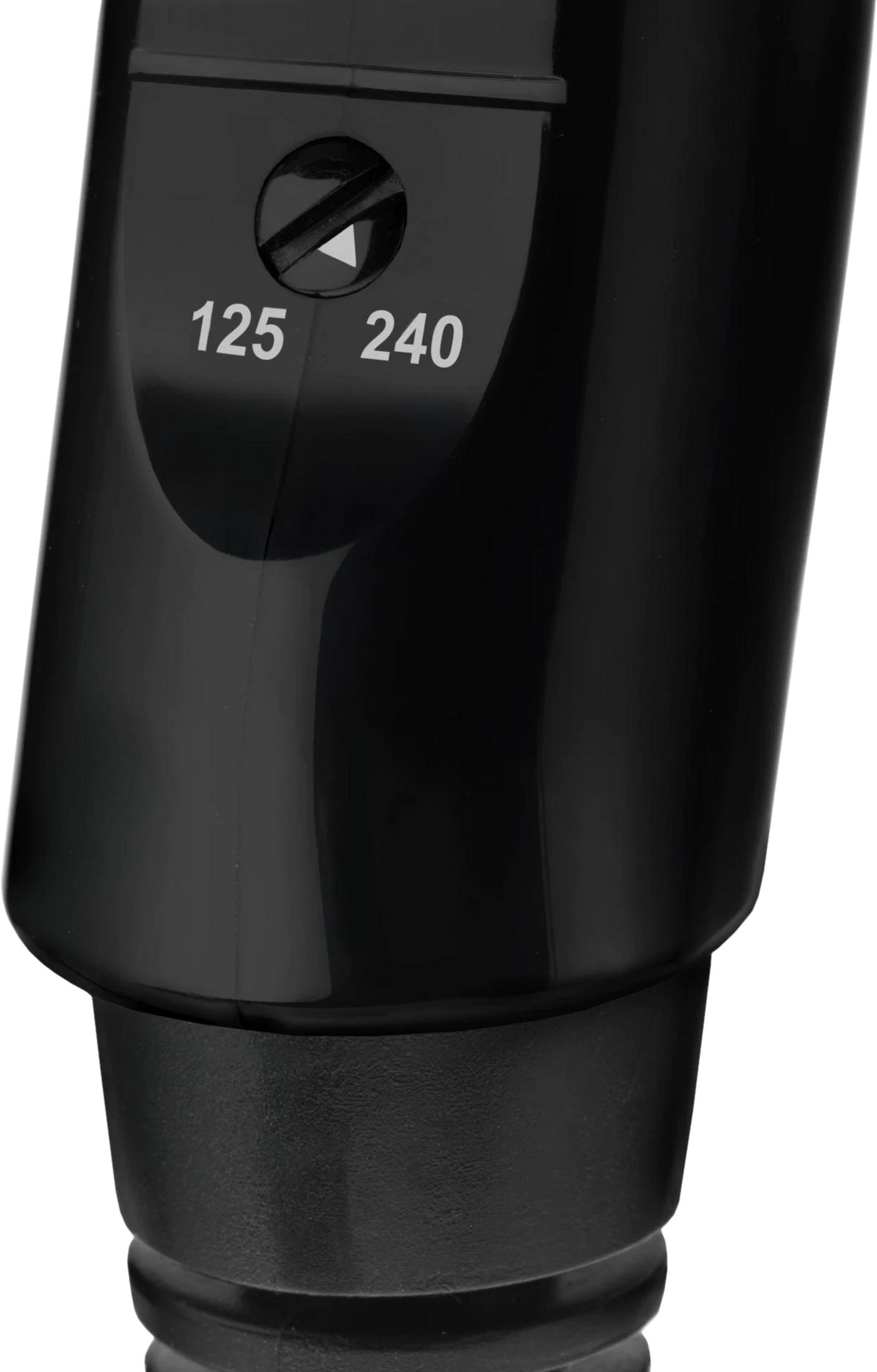 Un quadrante nero con le marcature 125 e 240.