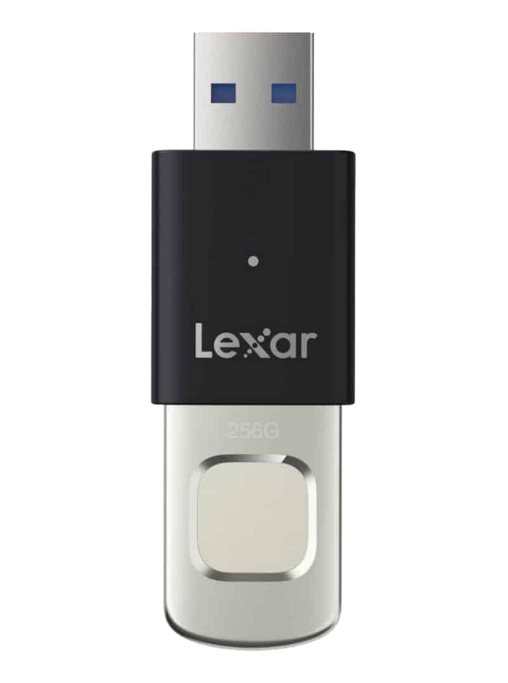 Lexar USB-Speicherstick mit schwarzem Gehäuse und silbernem Stecker.