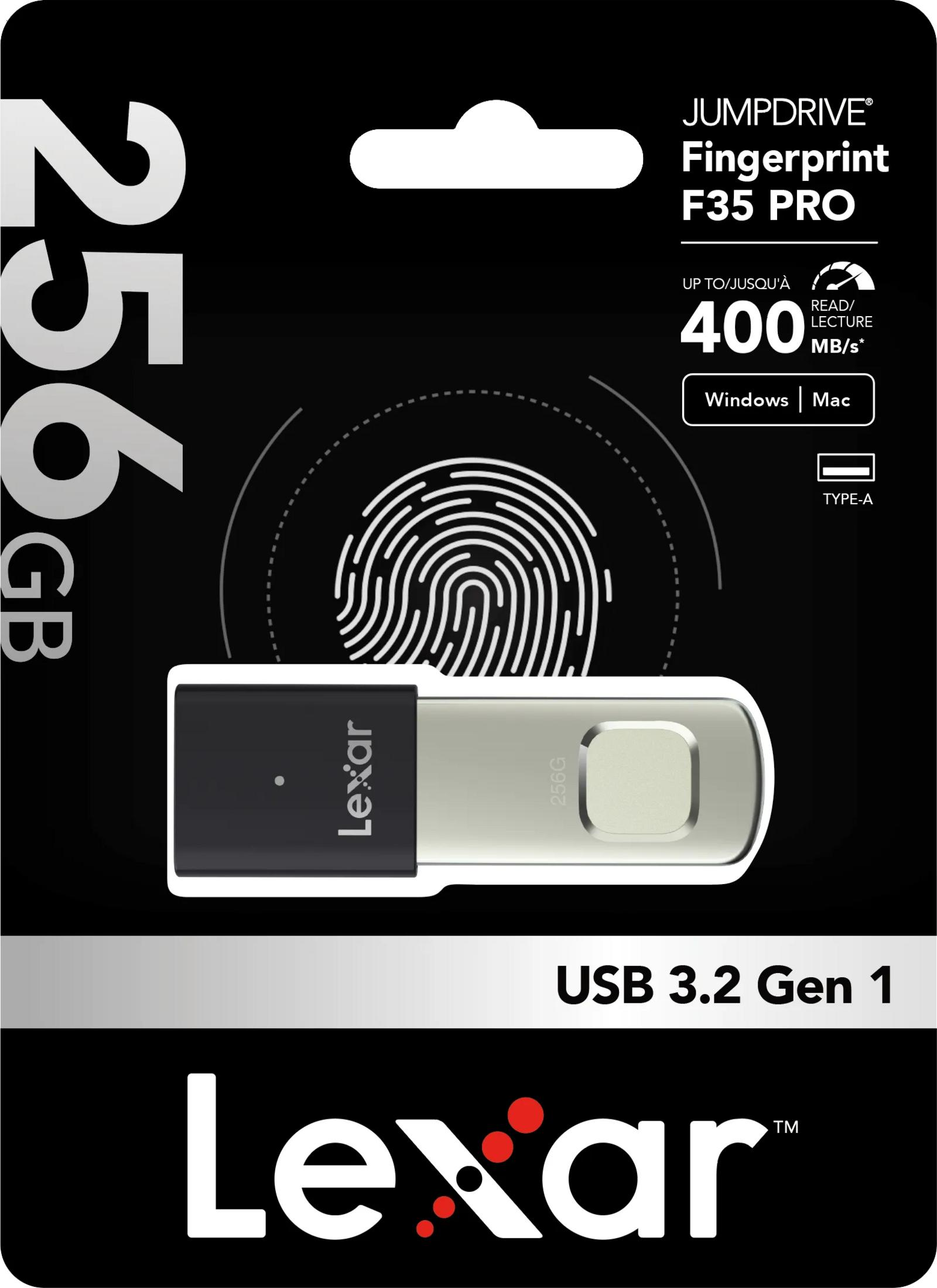 Lexar Jumpdrive F35 Pro 256GB USB 3.2 Gen 1 mit Fingerabdruckleser.