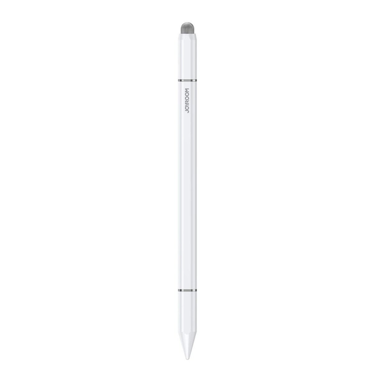 Ein weißer Eingabestift mit silberner Spitze und dem JOYROOM-Logo.