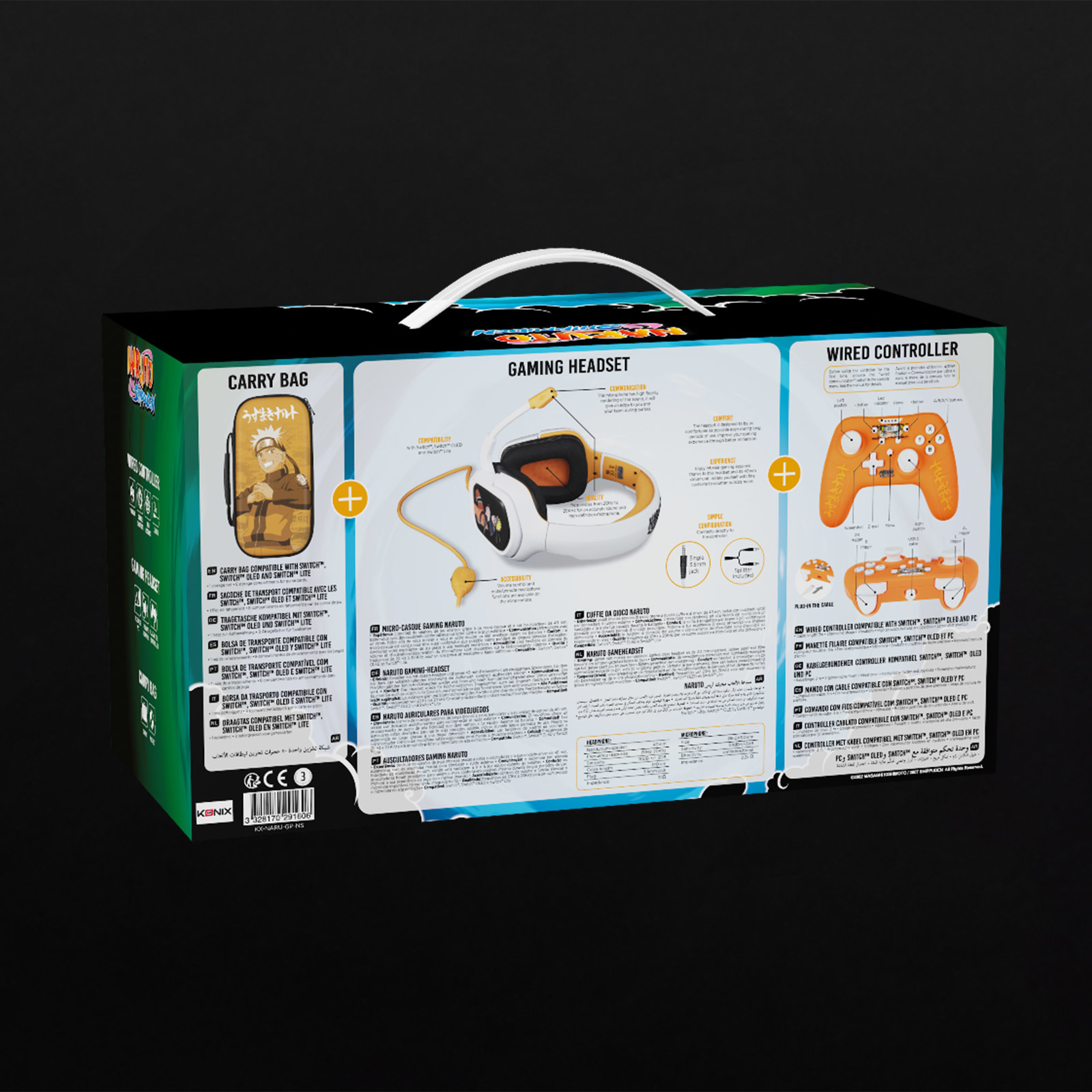 Die Verpackung zeigt eine Tasche, ein Headset und einen Controller.