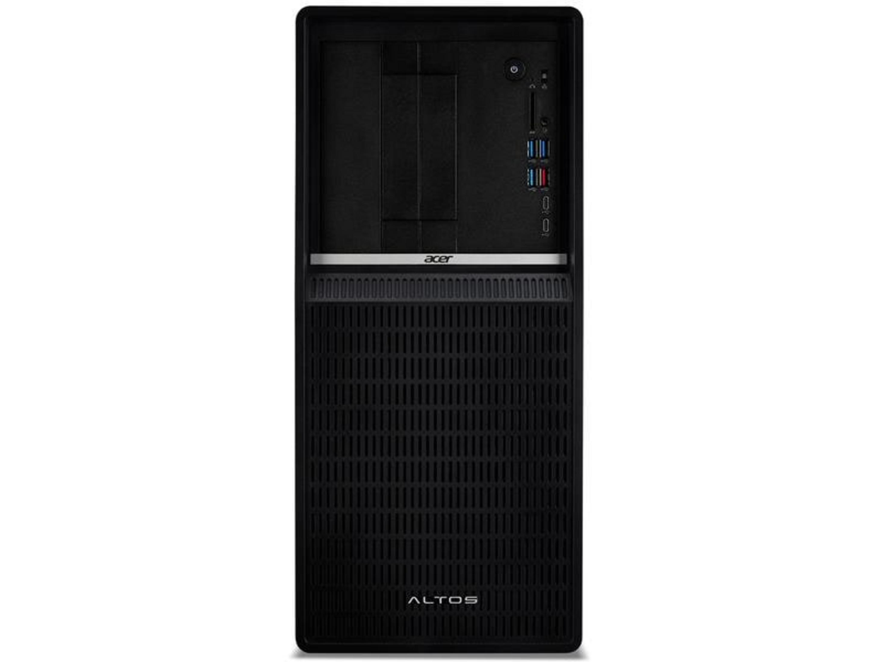 Ein schwarzer Acer Altos Desktop-Computer mit USB-Anschlüssen und Lüftungsschlitzen.