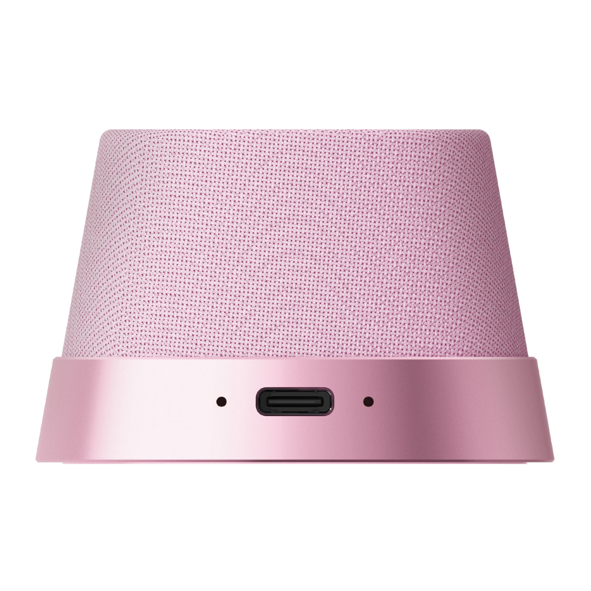 USB-C portlu pembe bir hoparlör.