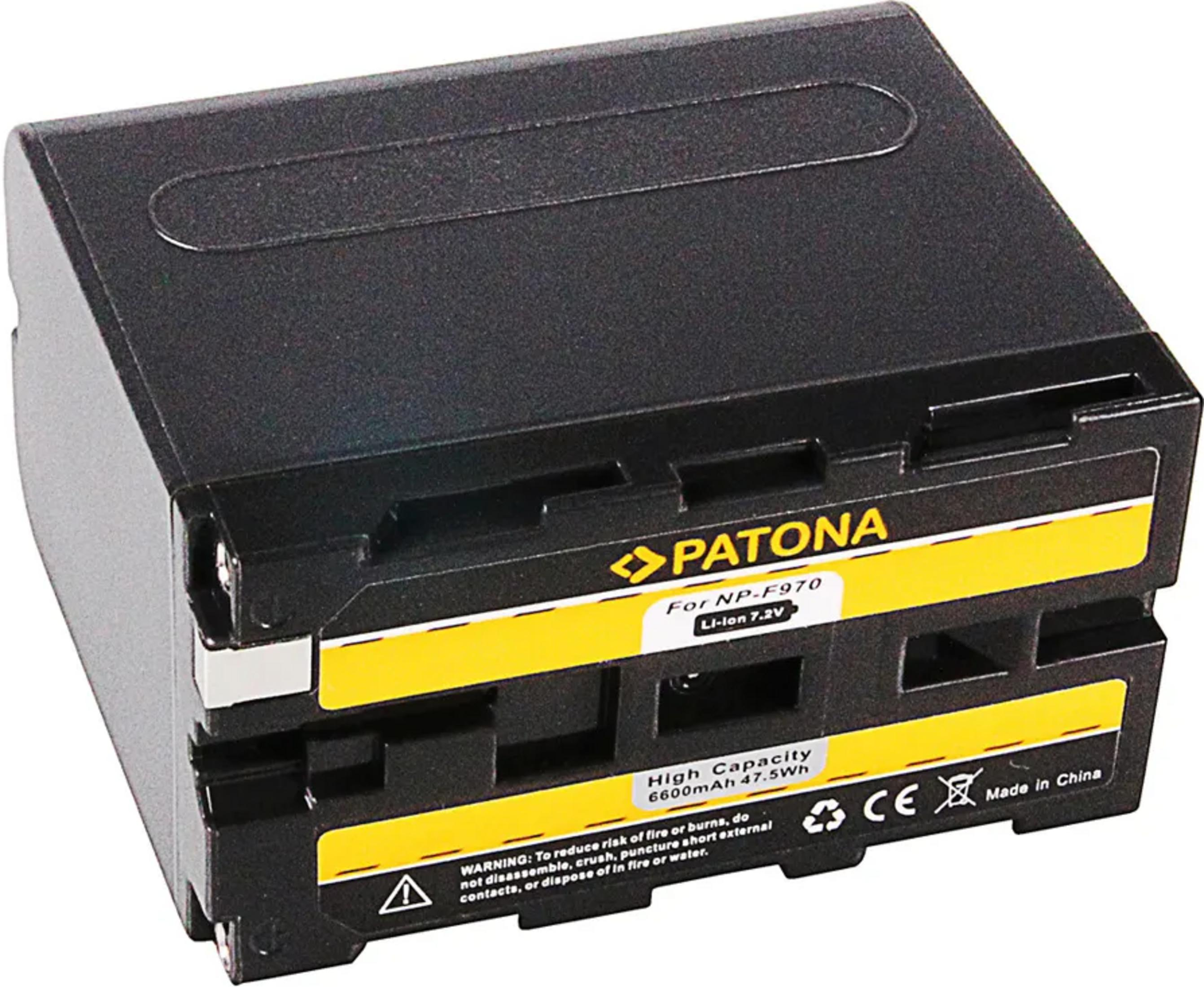 Batteria nera PATONA NP-F970, 7.2V, 6600mAh.