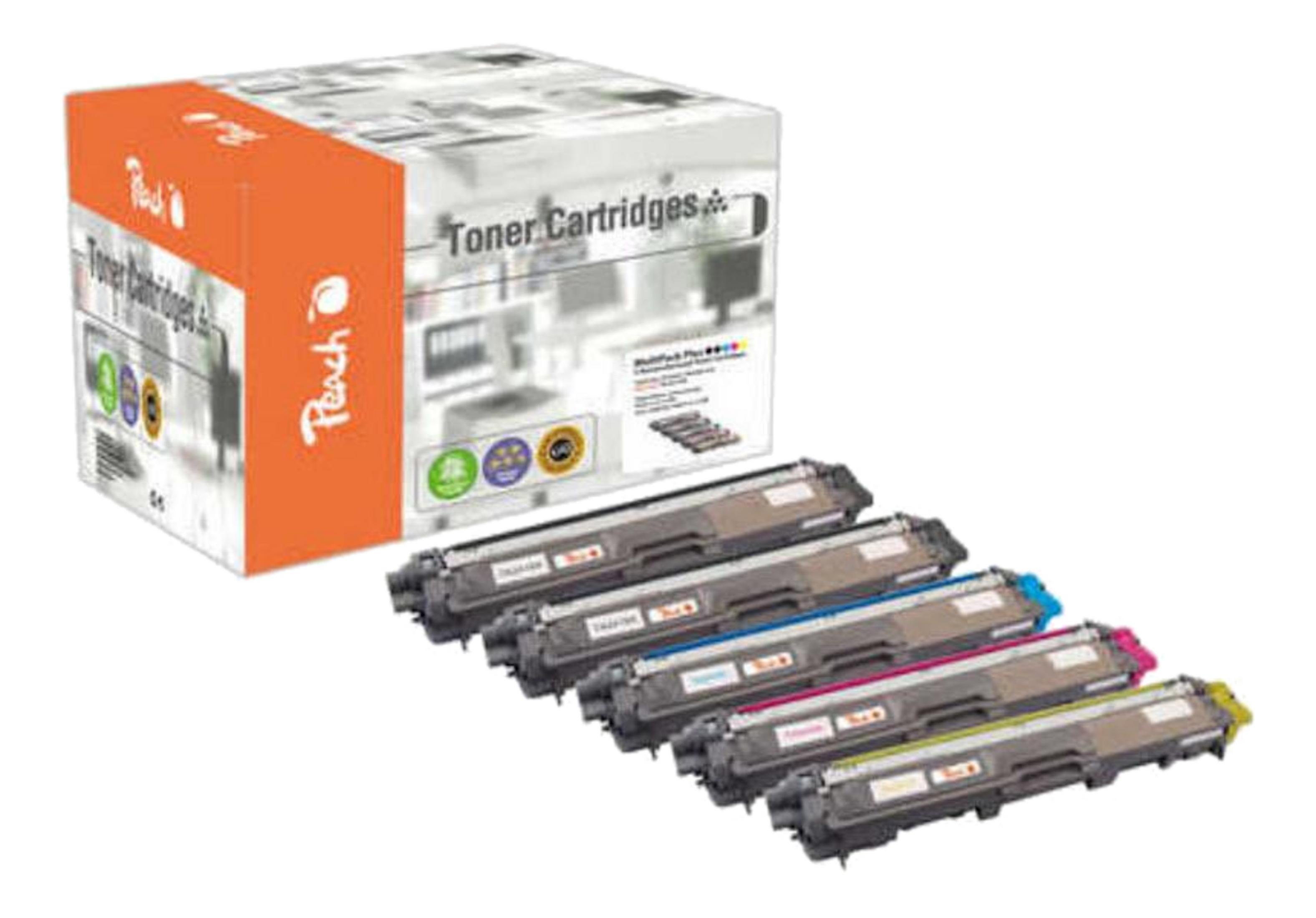 Una scatola di cartucce toner Peach e cinque cartucce singole.