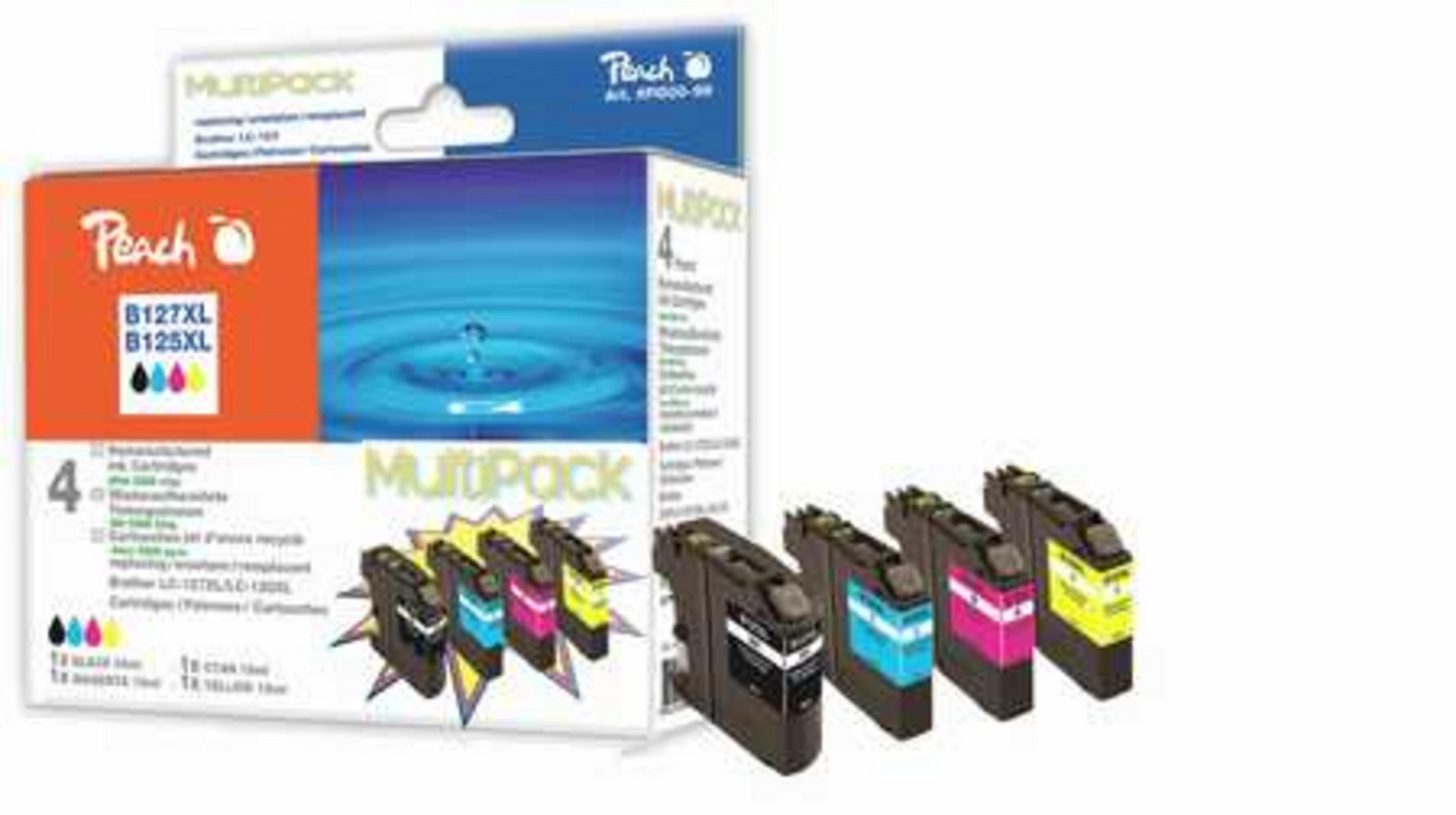Cartucce d'inchiostro Peach Multipack per stampanti Brother, quattro colori.
