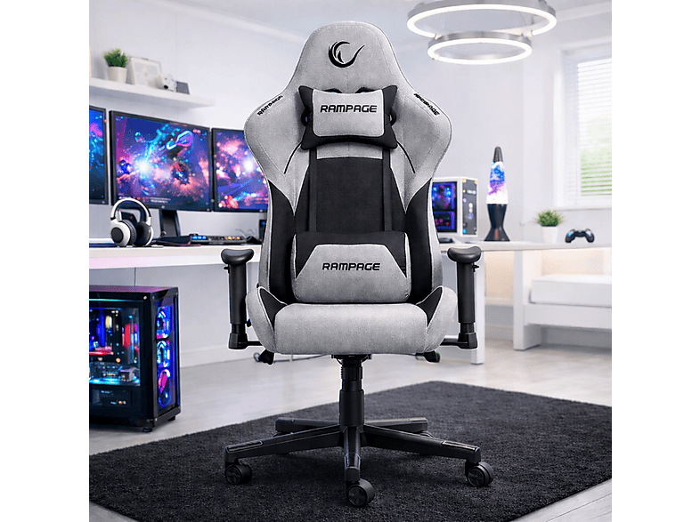RAMPAGE Üst Seviye Terletmez Kumaş Peak KL-R26 Oyuncu Koltuğu Gri