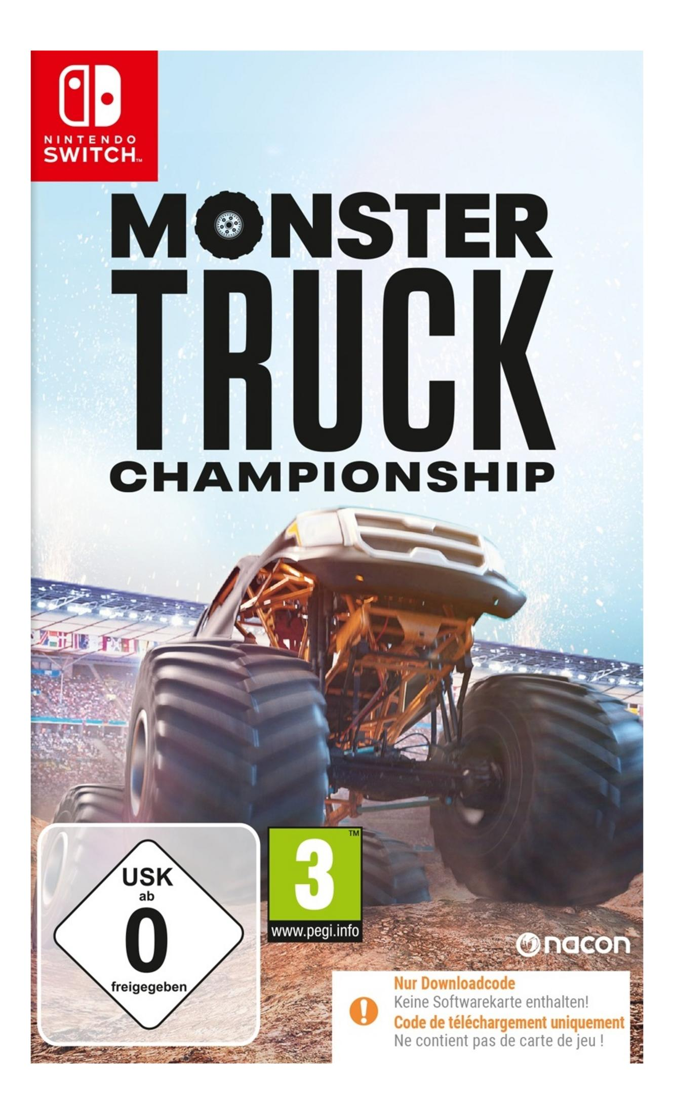 Cover der Nintendo Switch Version von Monster Truck Championship mit einem Monster Truck.