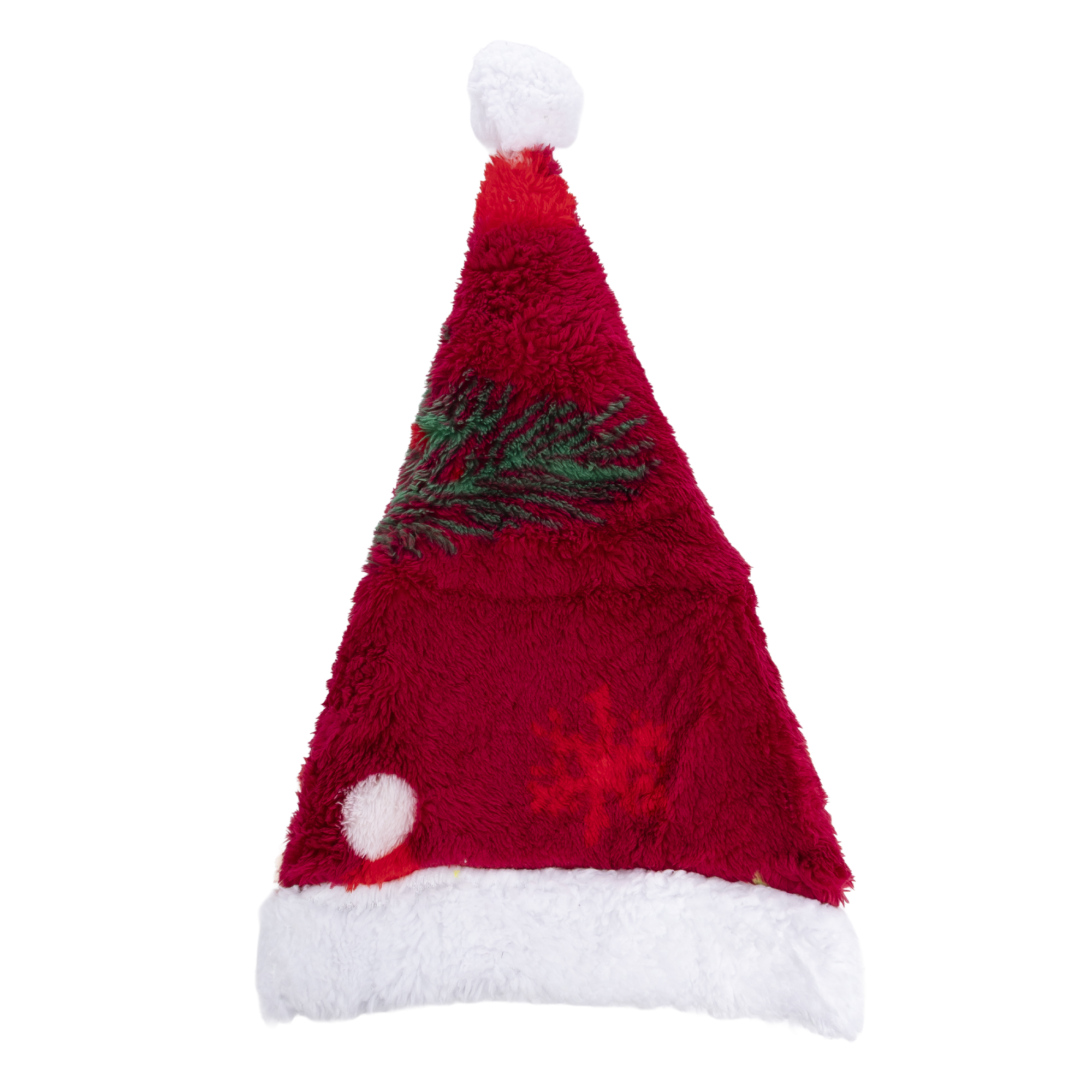 Cappello di Babbo Natale rosso con pompon bianco e bordo in pelliccia.