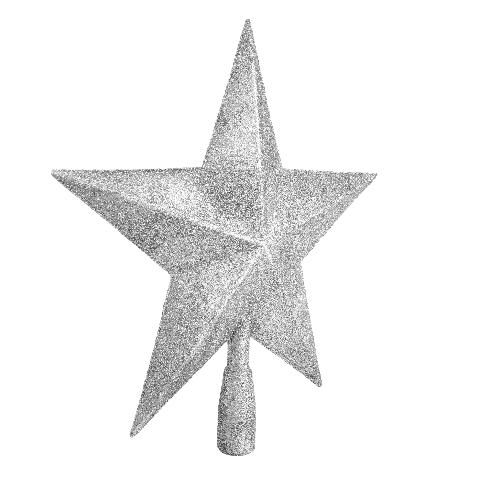 Una stella argentata e scintillante per la punta dell'albero di Natale.