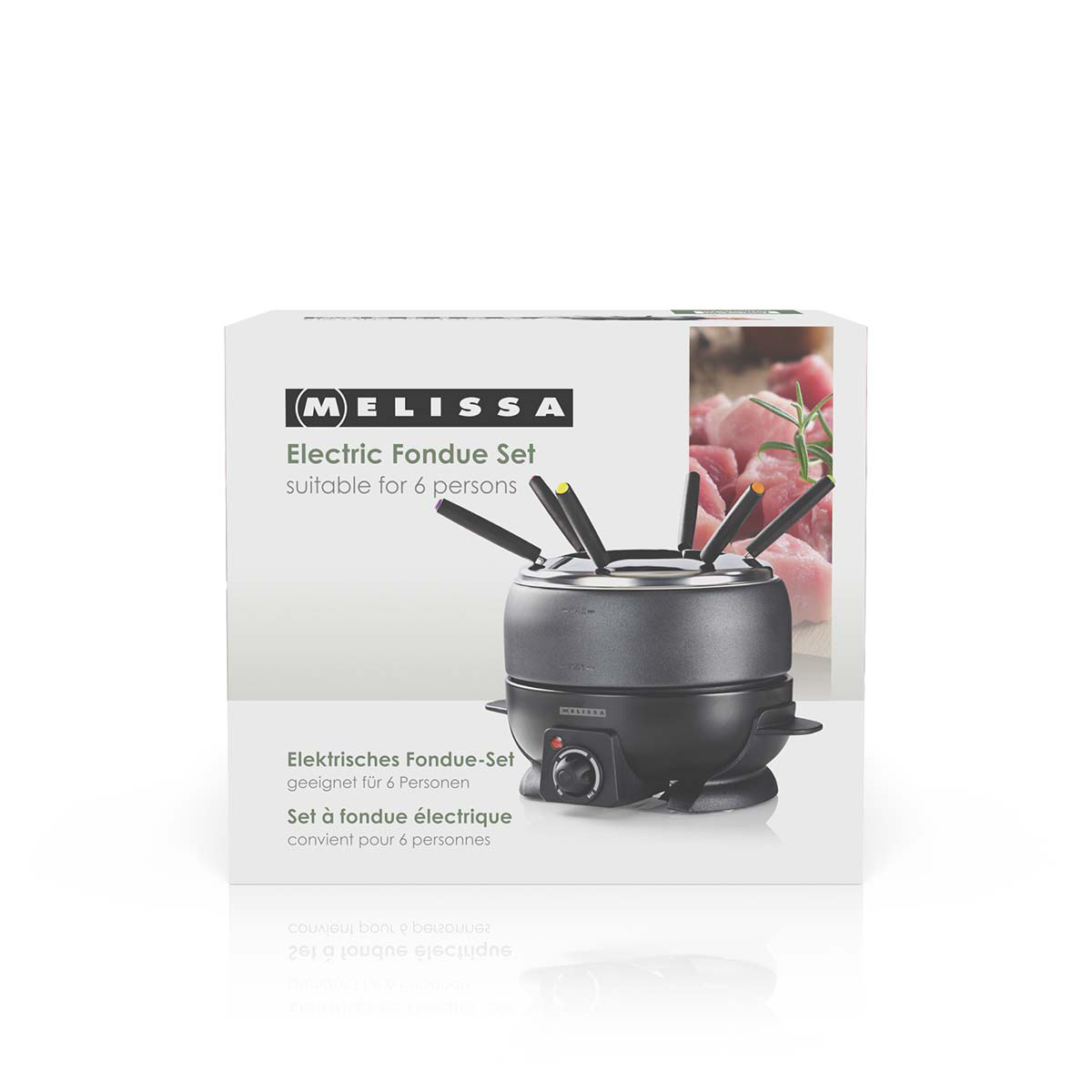 Opakowanie elektrycznego zestawu do fondue Melissa dla 6 osób.