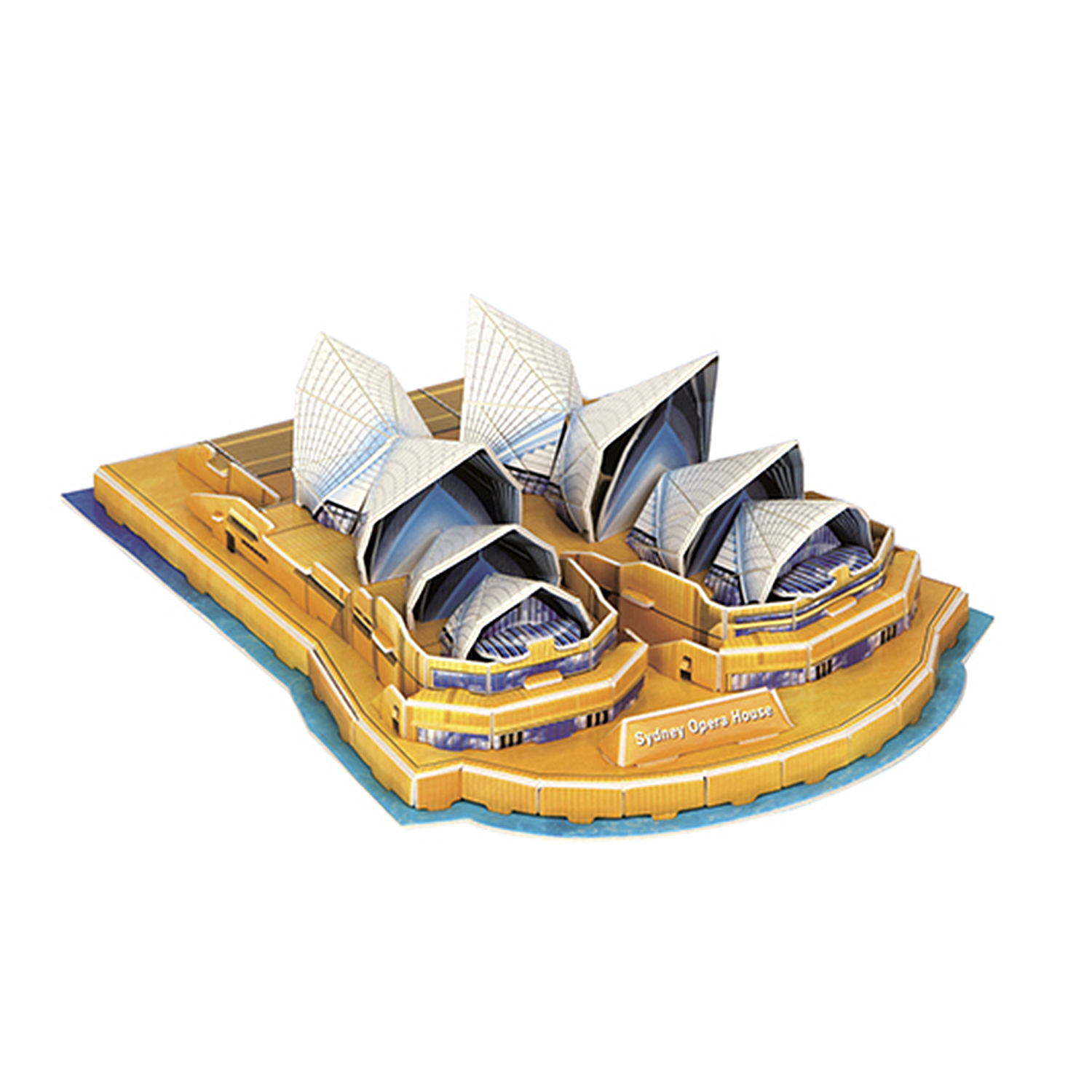 Modello della Sydney Opera House su una base con effetto acqua.