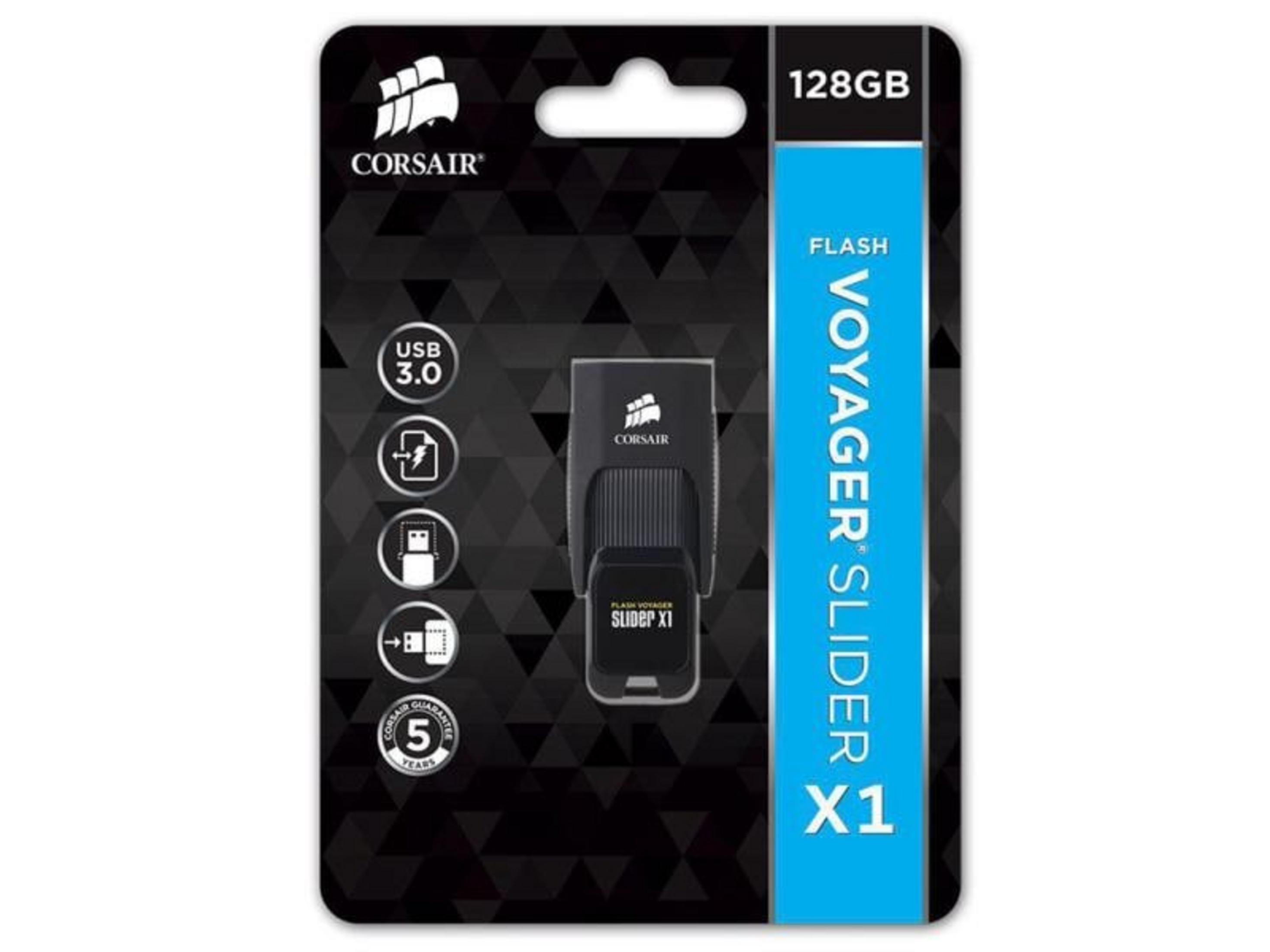 Corsair Voyager Slider X1 128GB USB 3.0 flash drive verpakking.