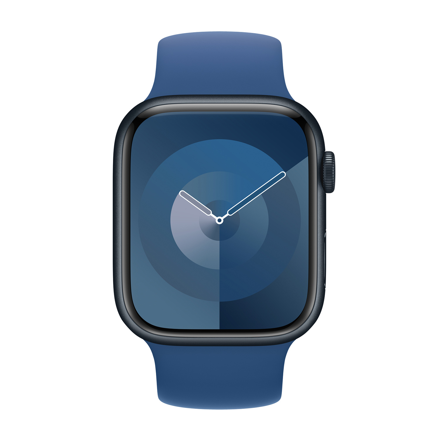 Uno smartwatch blu con display digitale.