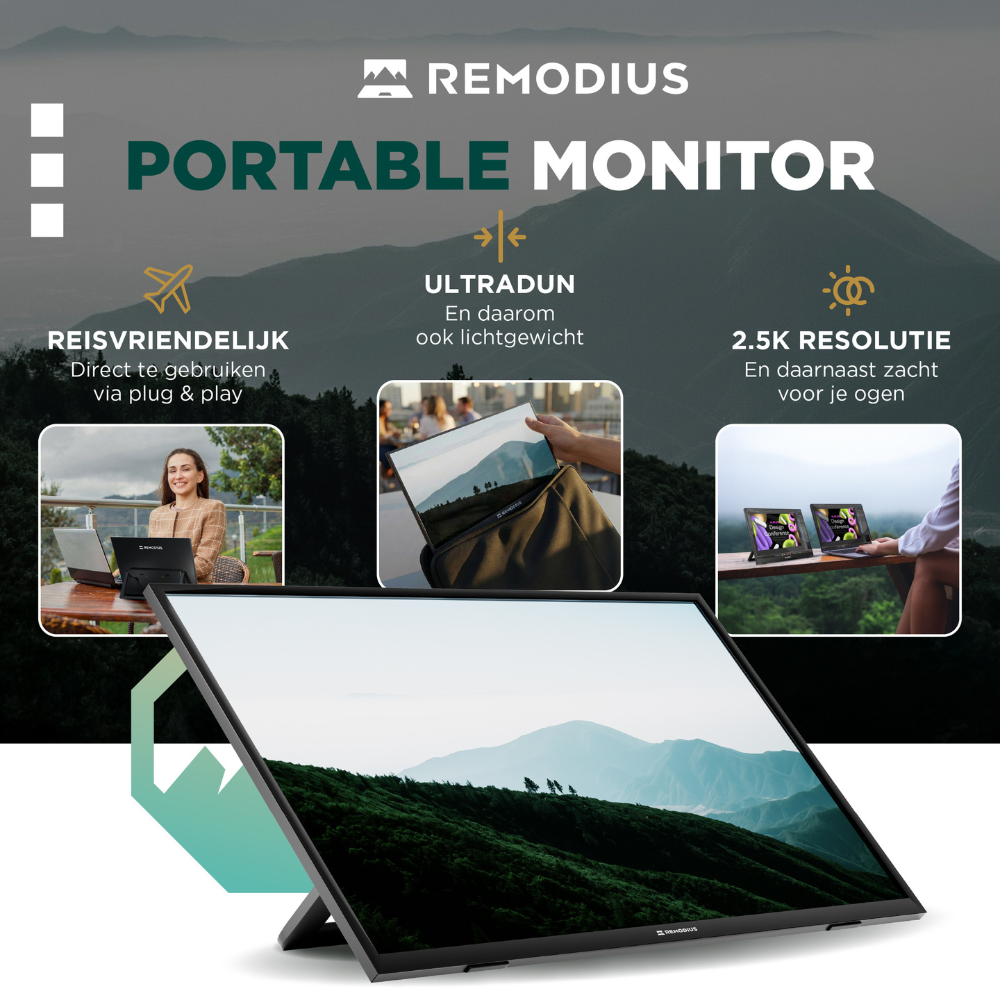 Moniteur portable Remodius : Voyage, ultra-mince, résolution 2,5K.