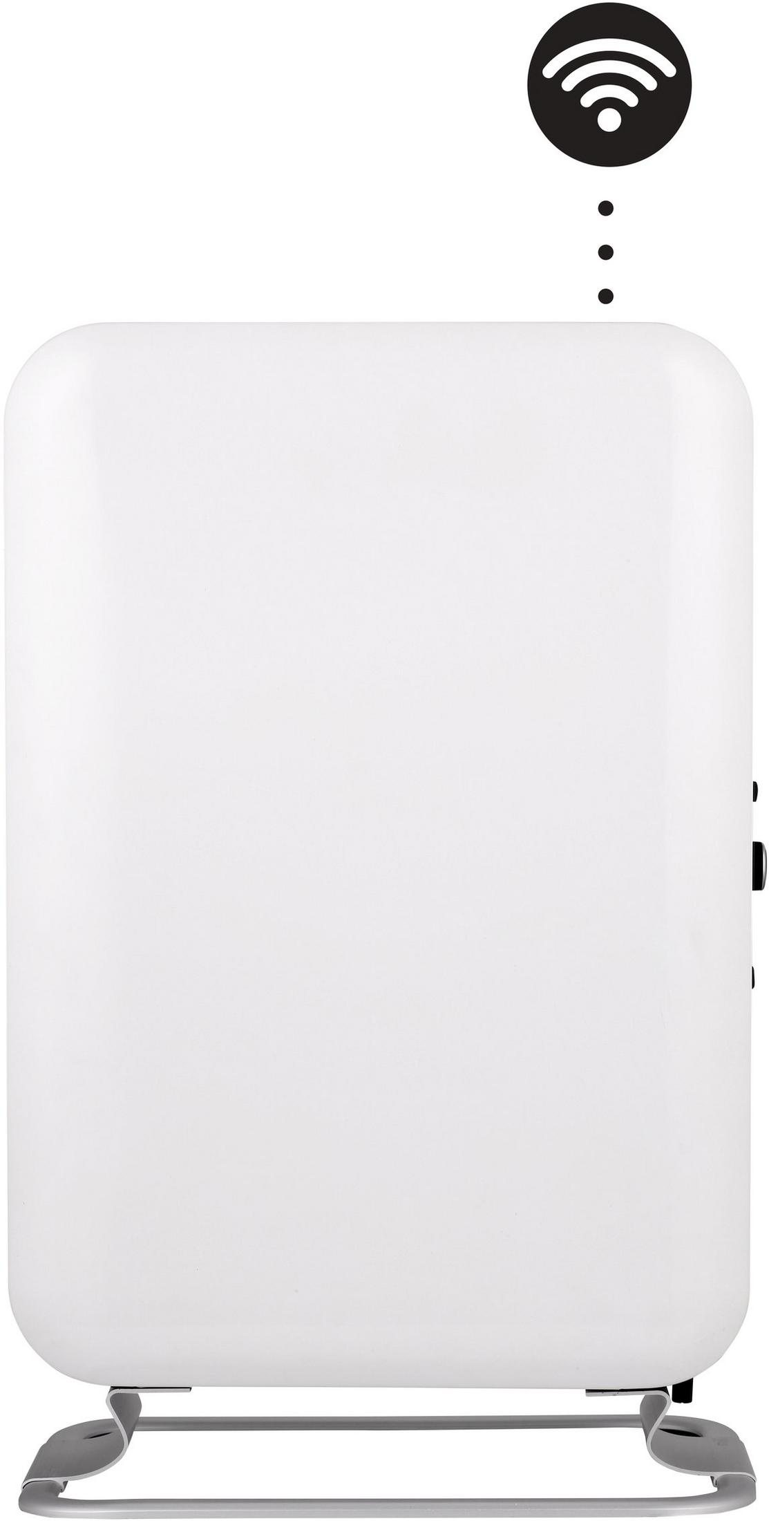Ein weies Gerät mit WLAN-Symbol und drei Punkten.