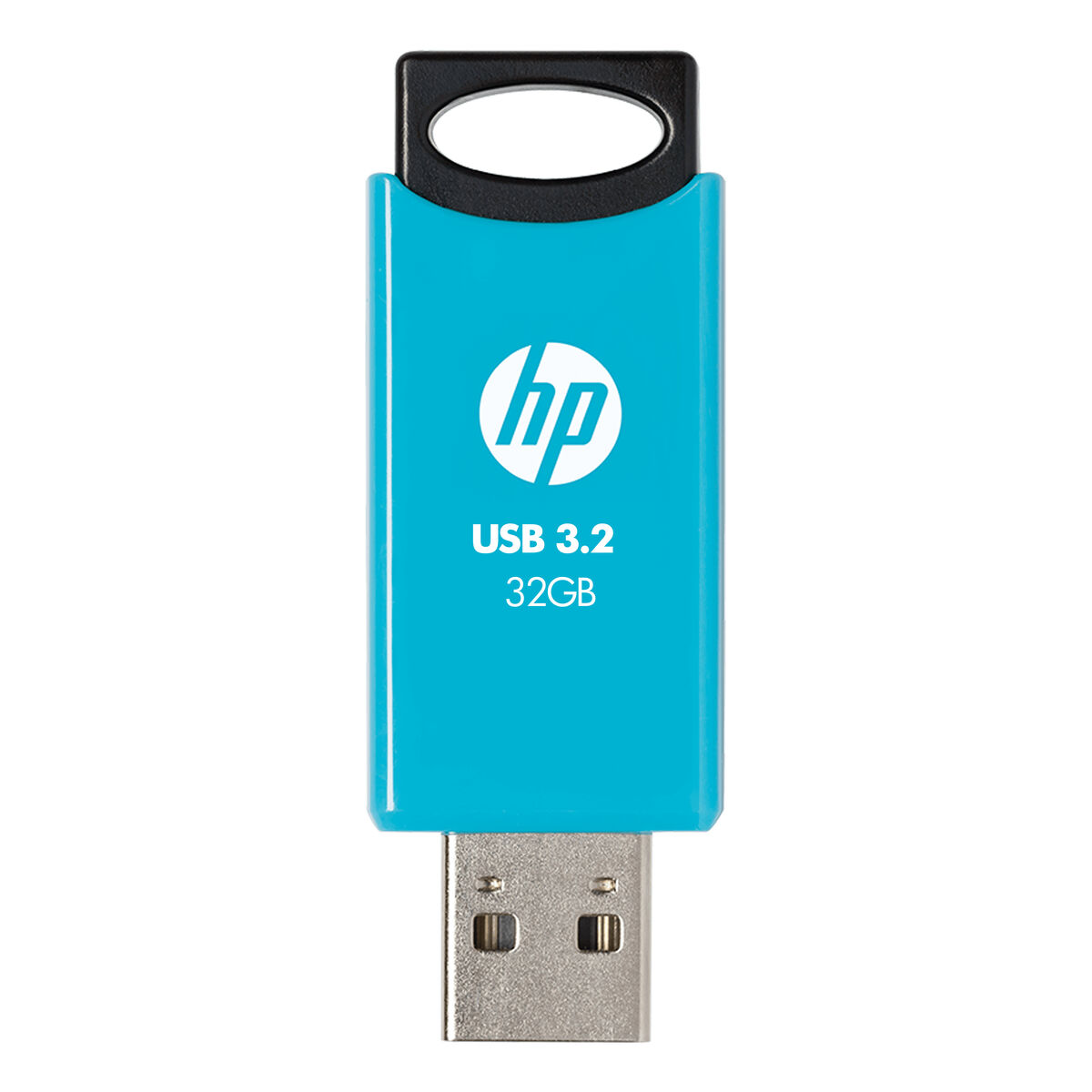 Ein blauer HP USB 3.2 32GB Speicherstick mit schwarzem Griff.